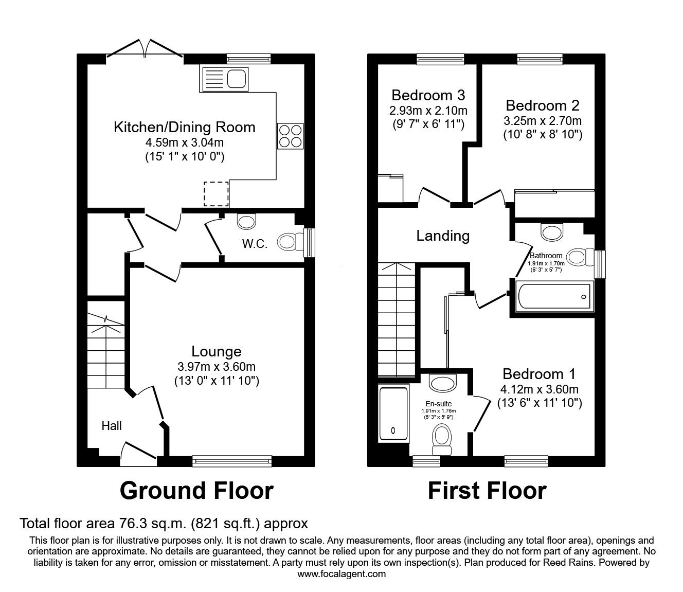 Floorplan of 3 bedroom Mid Terrace House for sale, Dawlish Close, Hyde, Greater Manchester, SK14