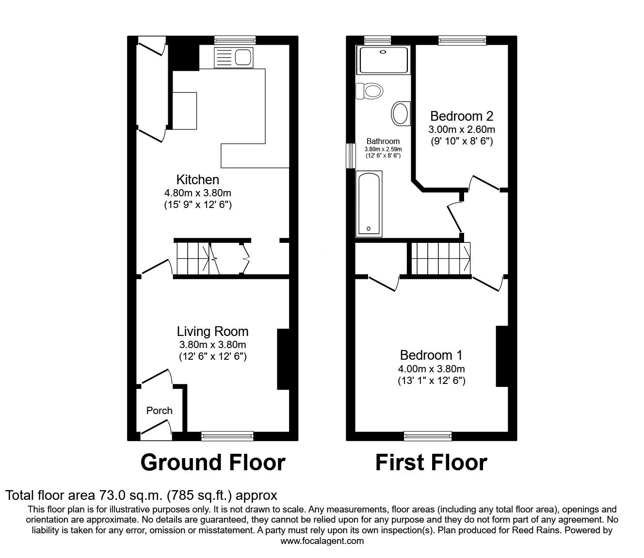 Floorplan of 2 bedroom End Terrace House for sale, Cleveland Avenue, Hyde, Greater Manchester, SK14