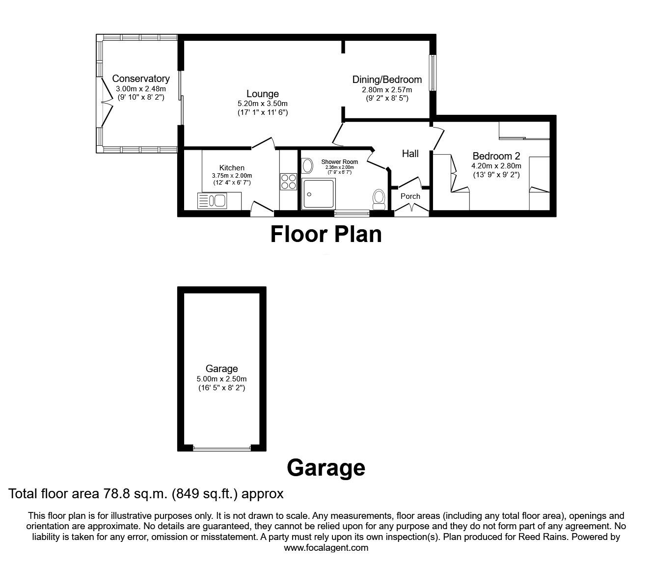 Floorplan of 1 bedroom Semi Detached Bungalow for sale, Hollins Avenue, Hyde, Greater Manchester, SK14