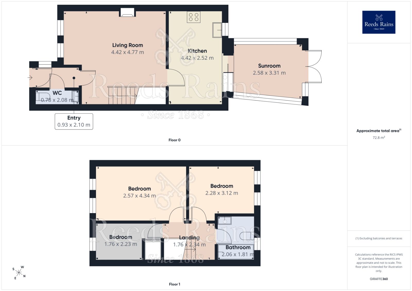Floorplan of 3 bedroom Mid Terrace House to rent, Wells Court, Dukinfield, Greater Manchester, SK16