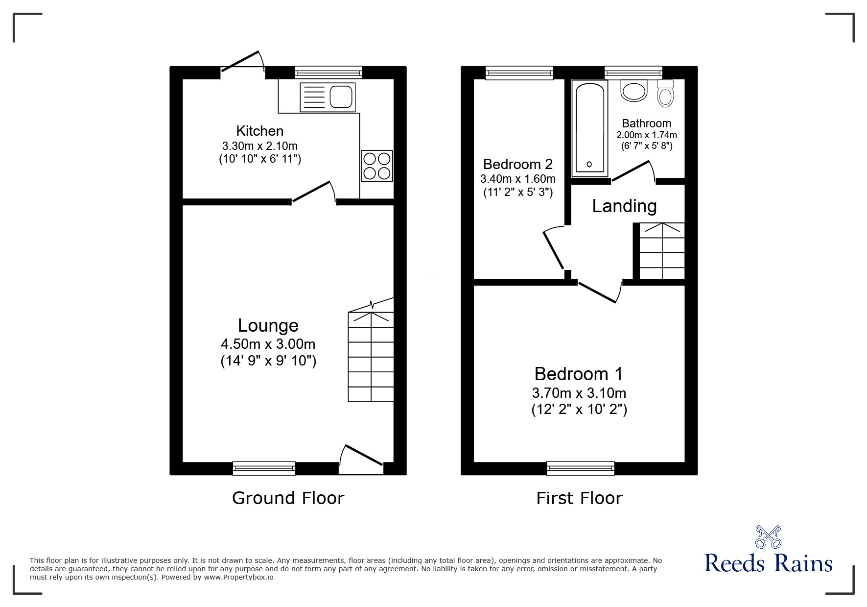 Floorplan of 2 bedroom End Terrace House for sale, Higham Lane, Hyde, Greater Manchester, SK14
