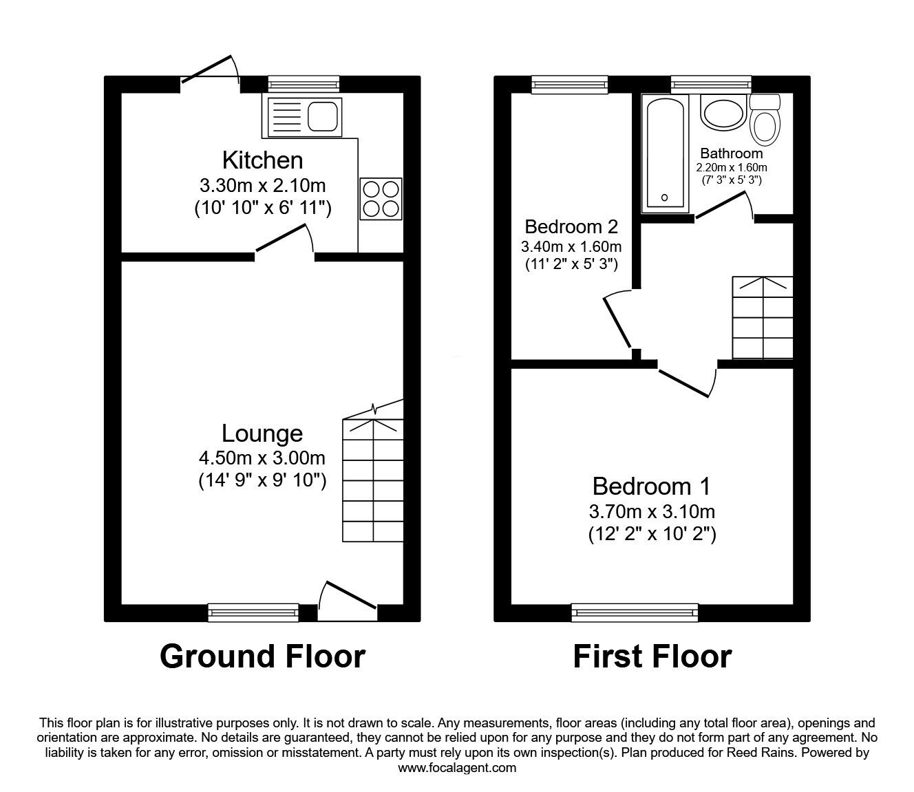 Floorplan of 2 bedroom End Terrace House for sale, Higham Lane, Hyde, Greater Manchester, SK14