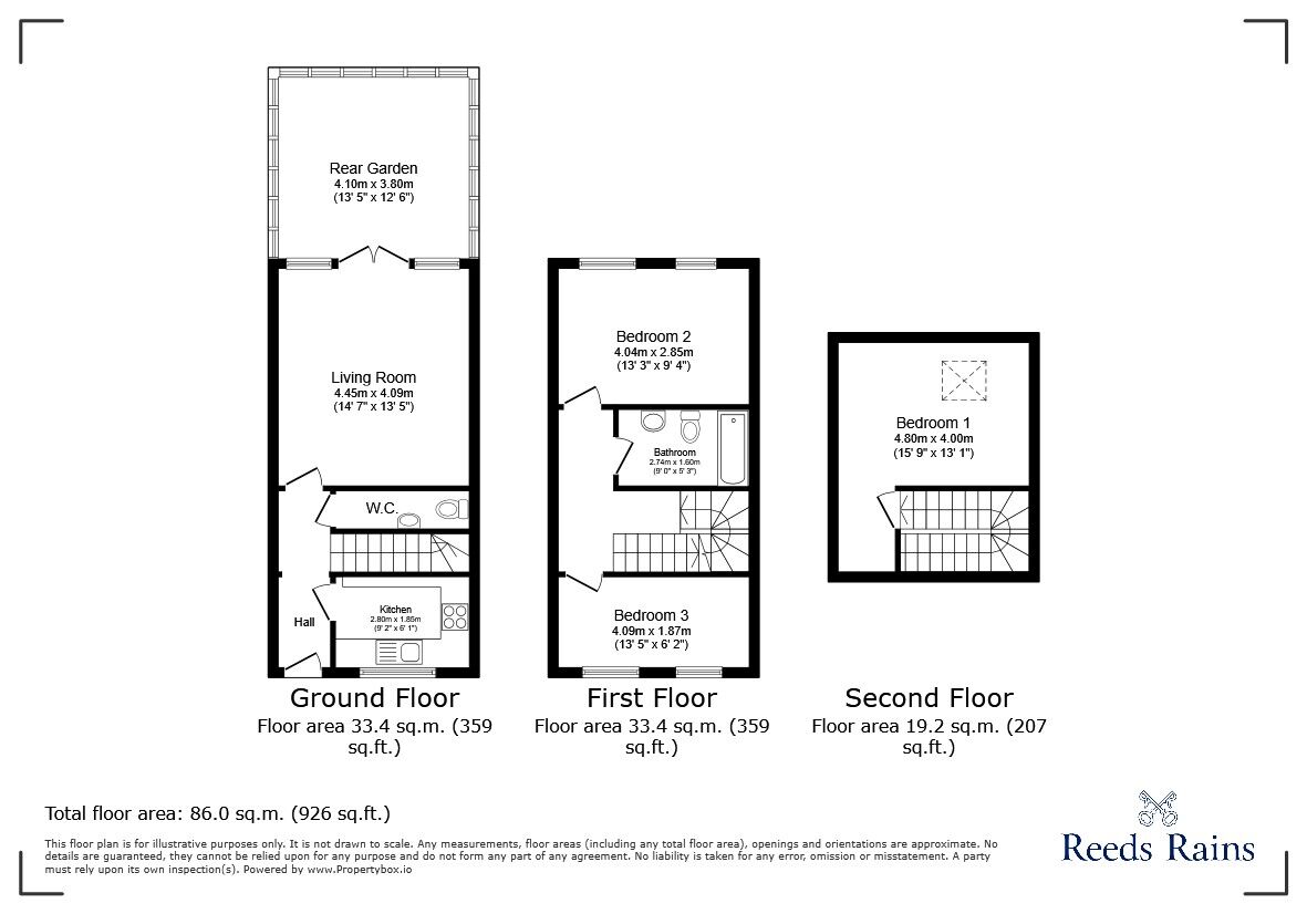 Floorplan of 3 bedroom Mid Terrace House for sale, Grasmere Gardens, Ilford, IG4
