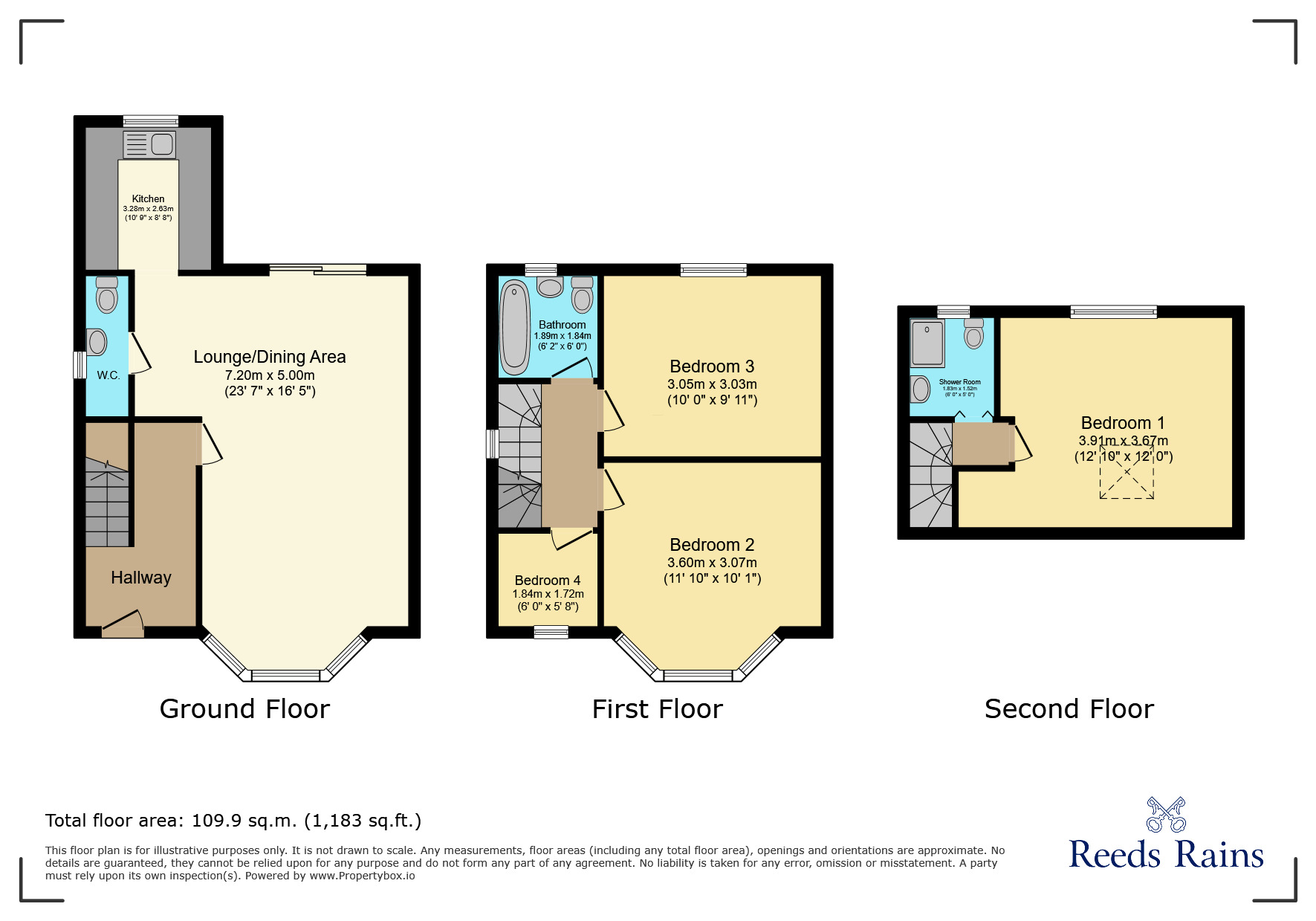 Floorplan of 4 bedroom End Terrace House for sale, Crownhill Road, Woodford Green, IG8