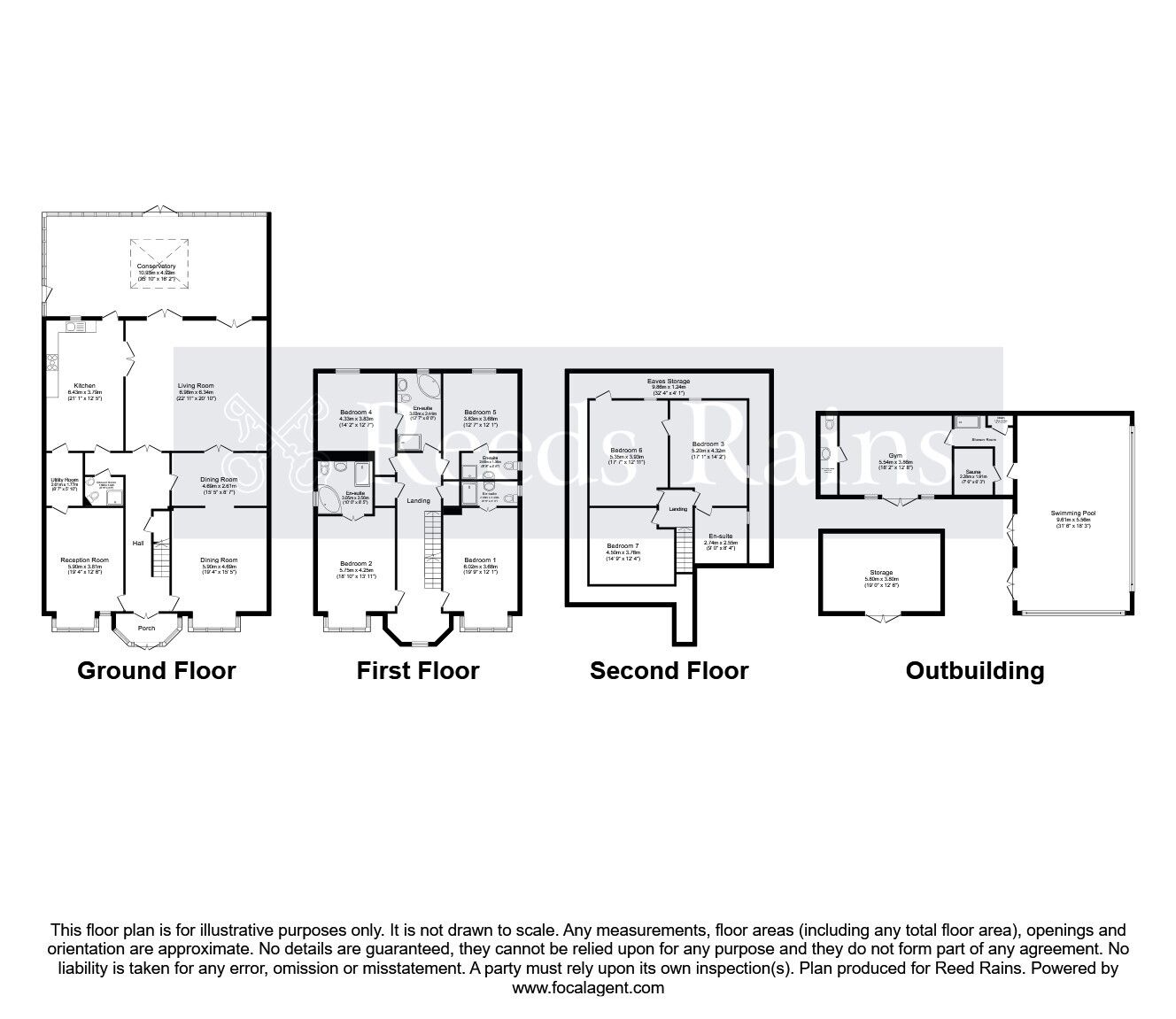 Floorplan of 7 bedroom Detached House for sale, Tomswood Road, Chigwell, Essex, IG7
