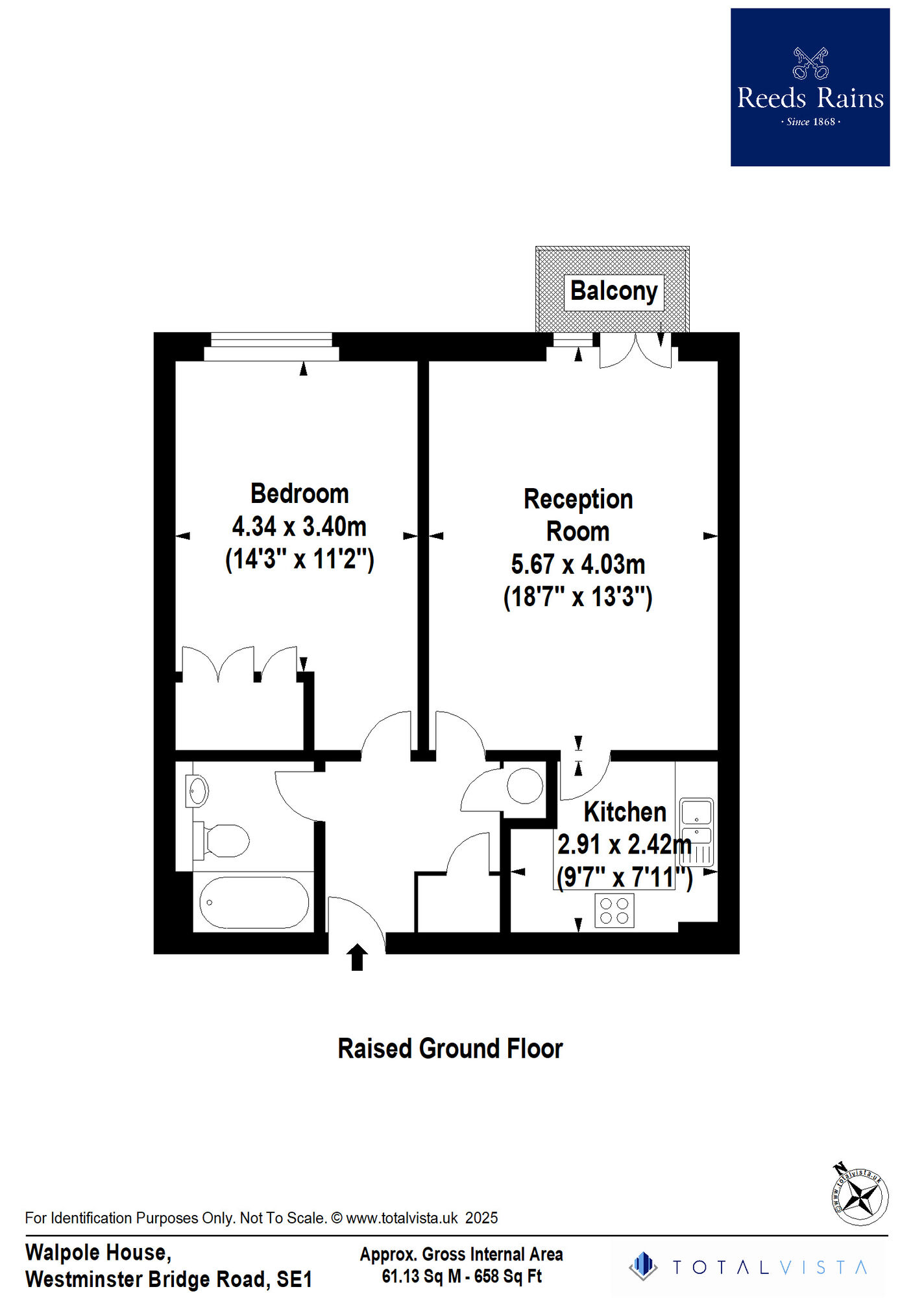 Floorplan of 1 bedroom  Flat to rent, Westminster Bridge Road, London, SE1