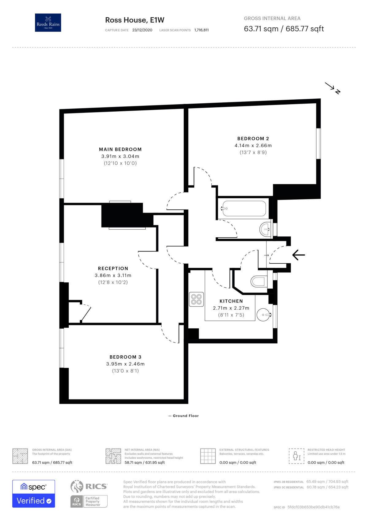 Floorplan of 3 bedroom  Flat to rent, Prusom Street, London, E1W