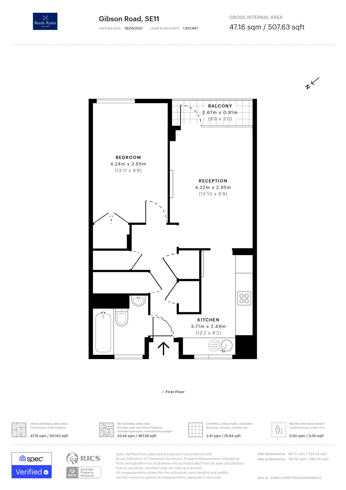 Floorplan of 1 bedroom  Flat to rent, Gibson Road, London, SE11
