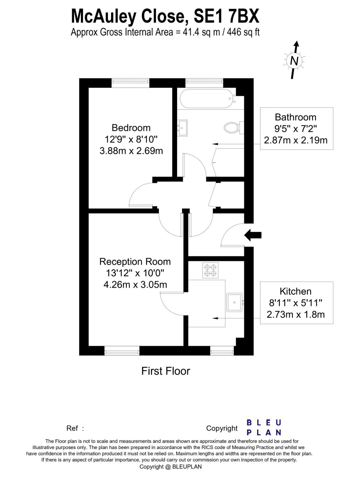 Floorplan of 1 bedroom Flat to rent, Mcauley Close, London, SE1