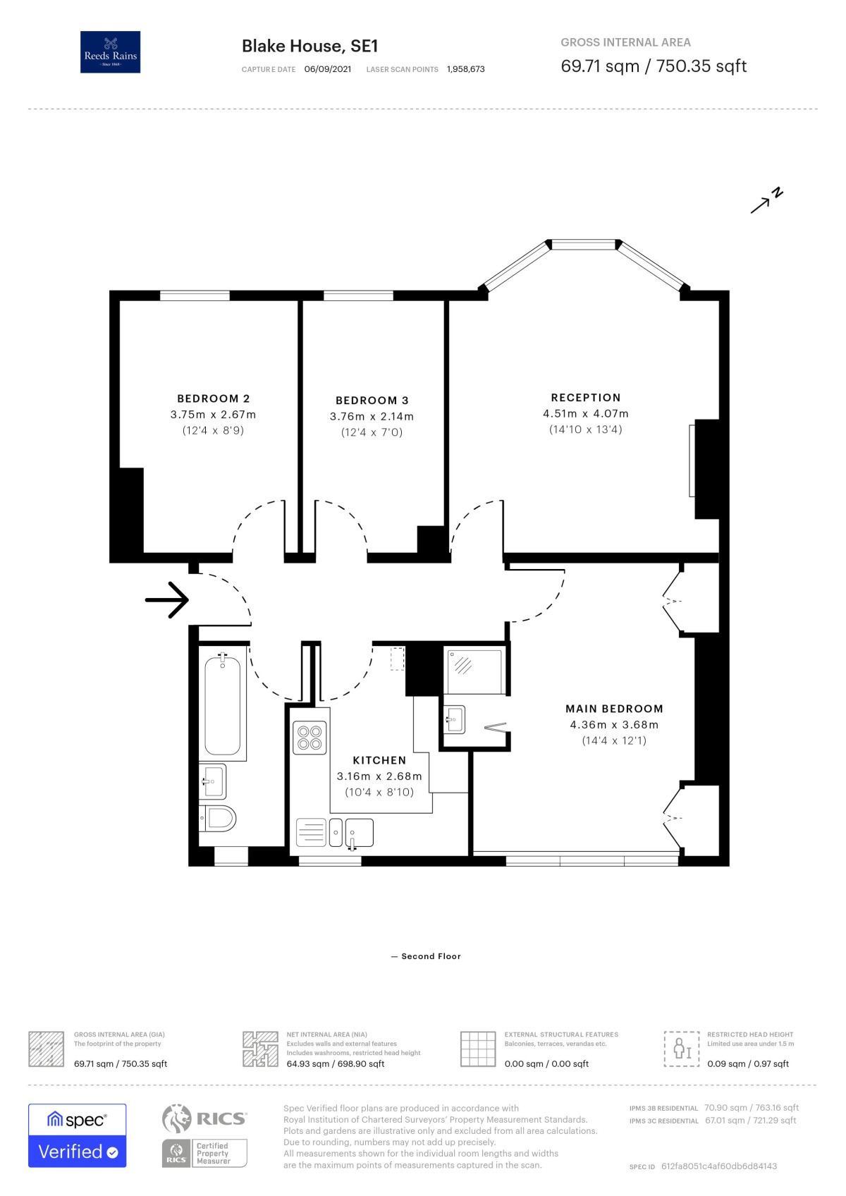 Floorplan of 3 bedroom Flat to rent, Hercules Road, London, SE1