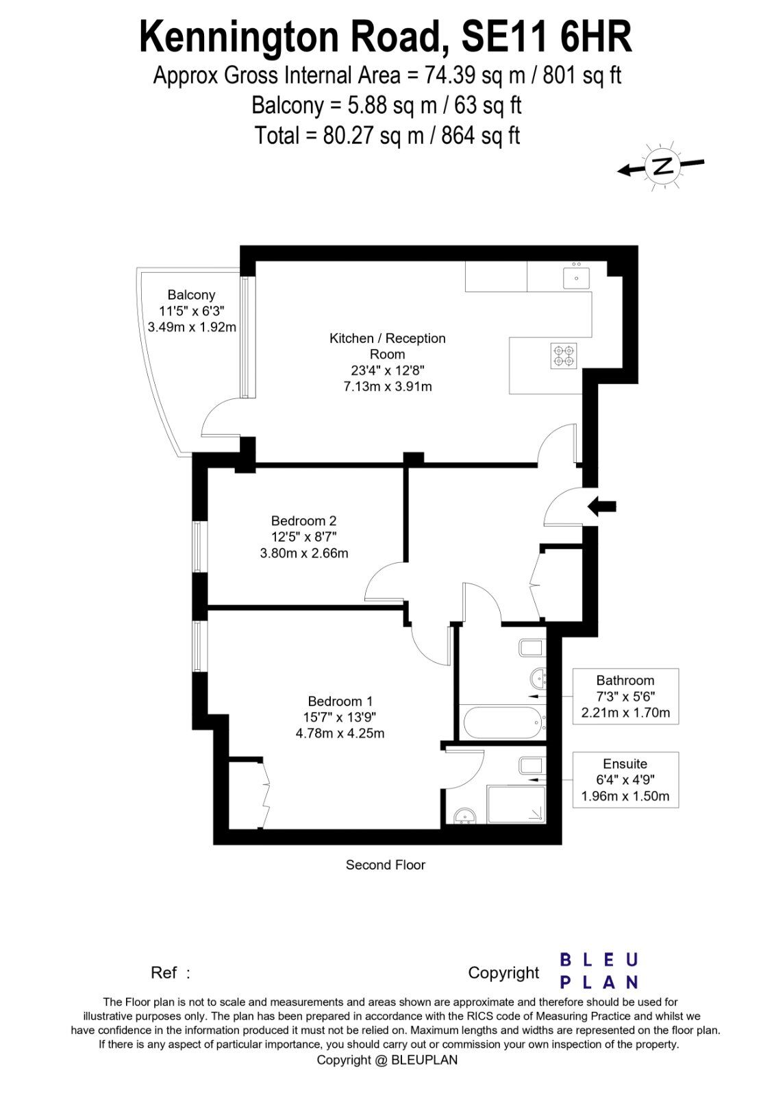 Floorplan of 2 bedroom  Flat to rent, Kennington Road, London, SE11