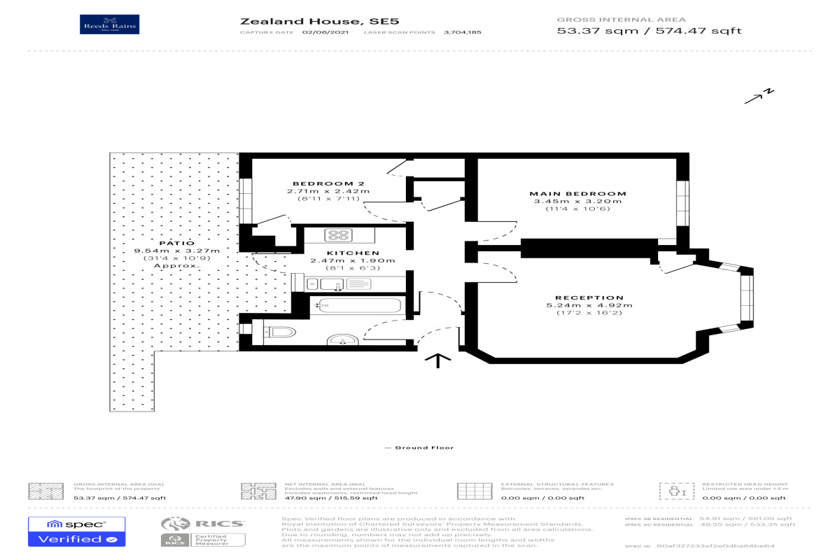 Floorplan of 2 bedroom Flat to rent, Denmark Road, London, SE5