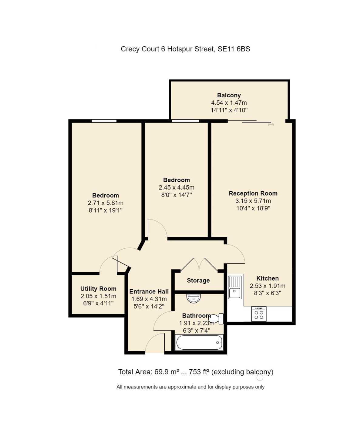 Floorplan of 2 bedroom Flat to rent, Hotspur Street, London, SE11