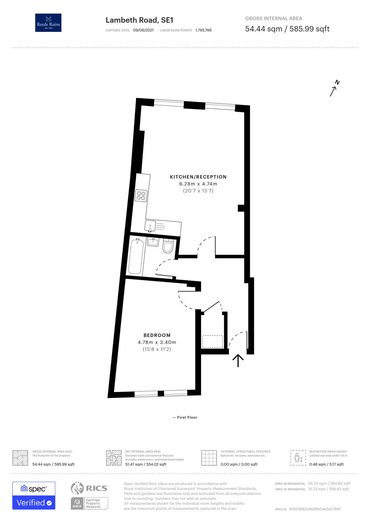 Floorplan of 1 bedroom Flat to rent, Lambeth Road, London, SE1