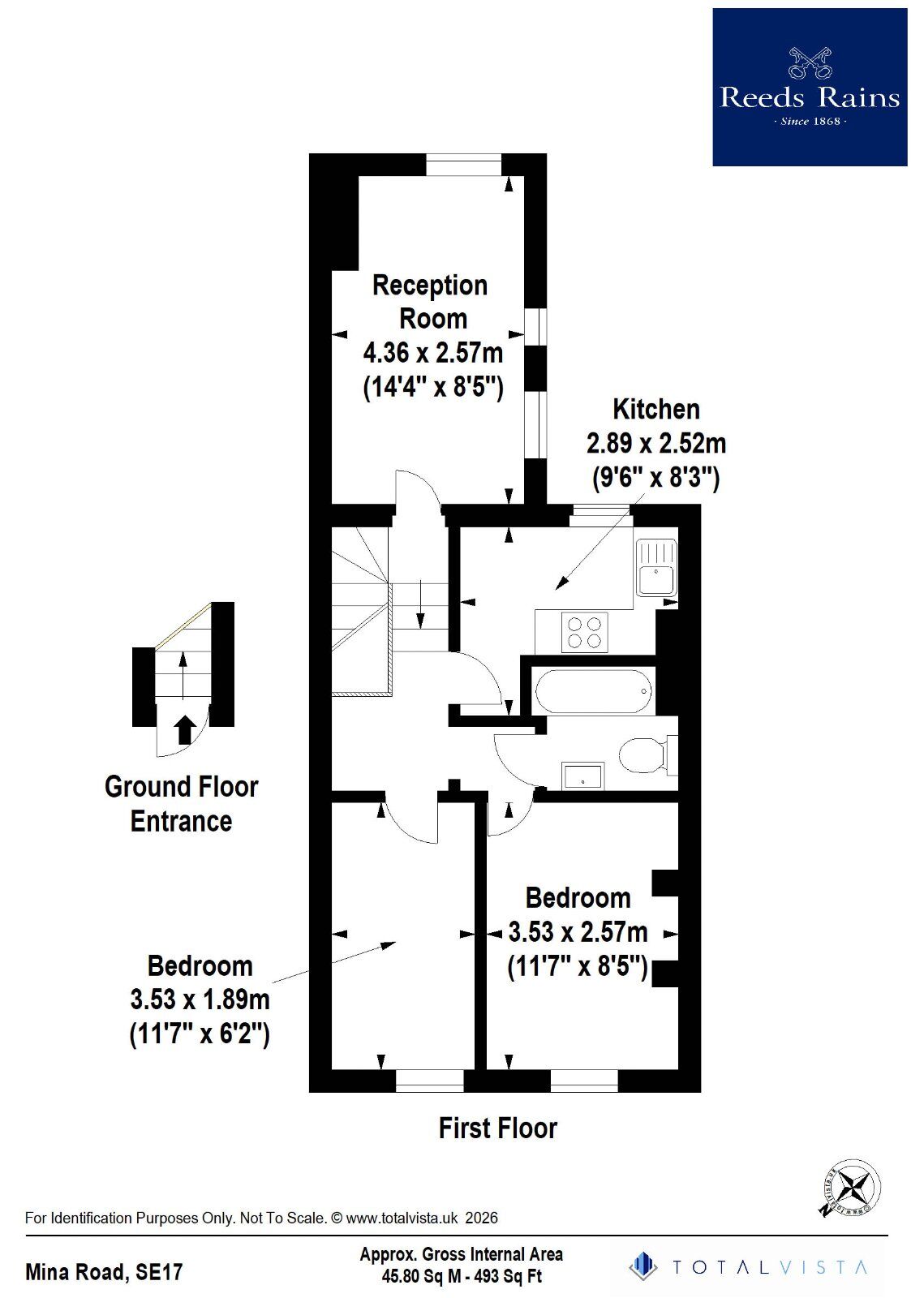 Floorplan of 2 bedroom Flat to rent, Mina Road, London, SE17