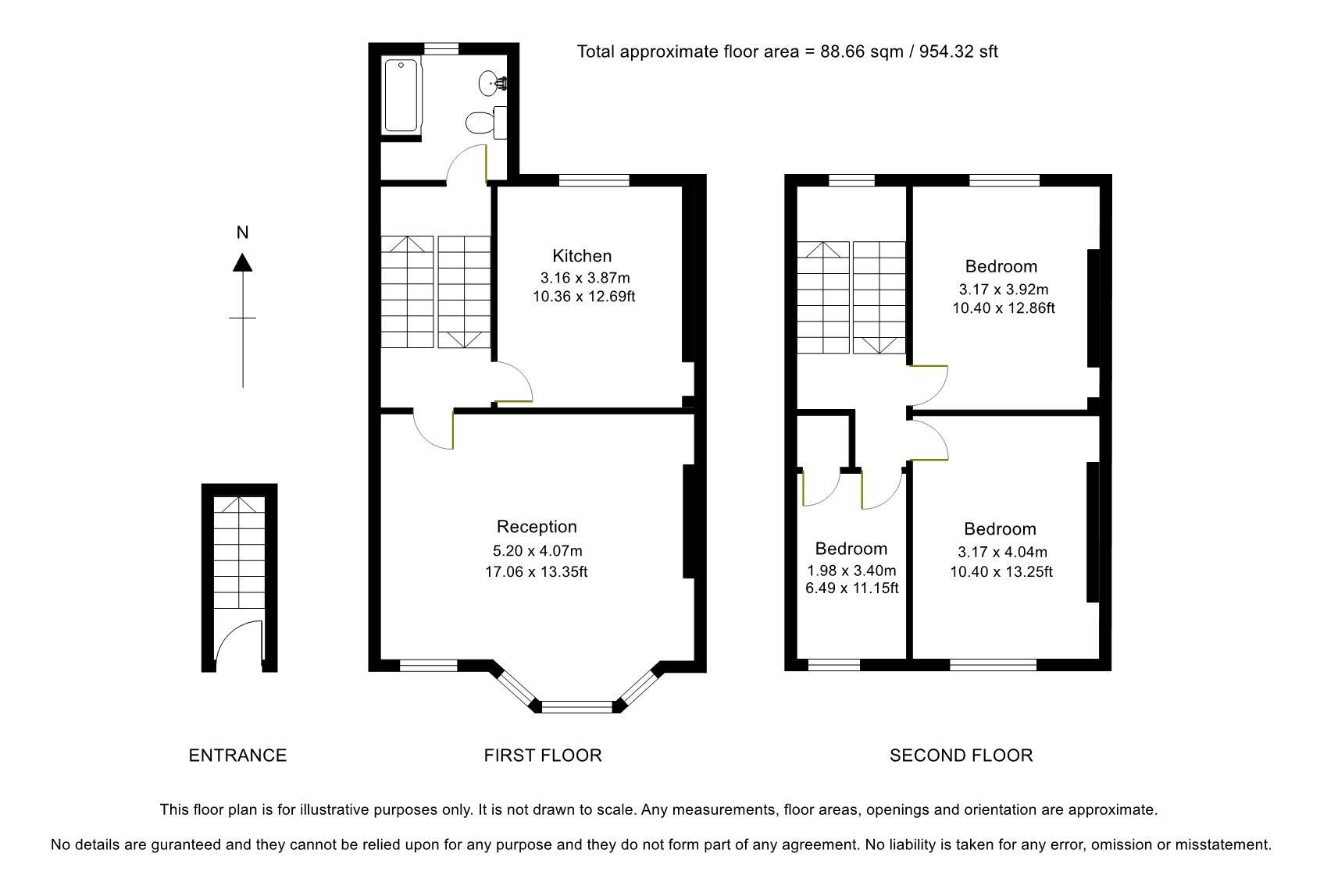 Floorplan of 3 bedroom Flat to rent, Bedford Road, London, SW4