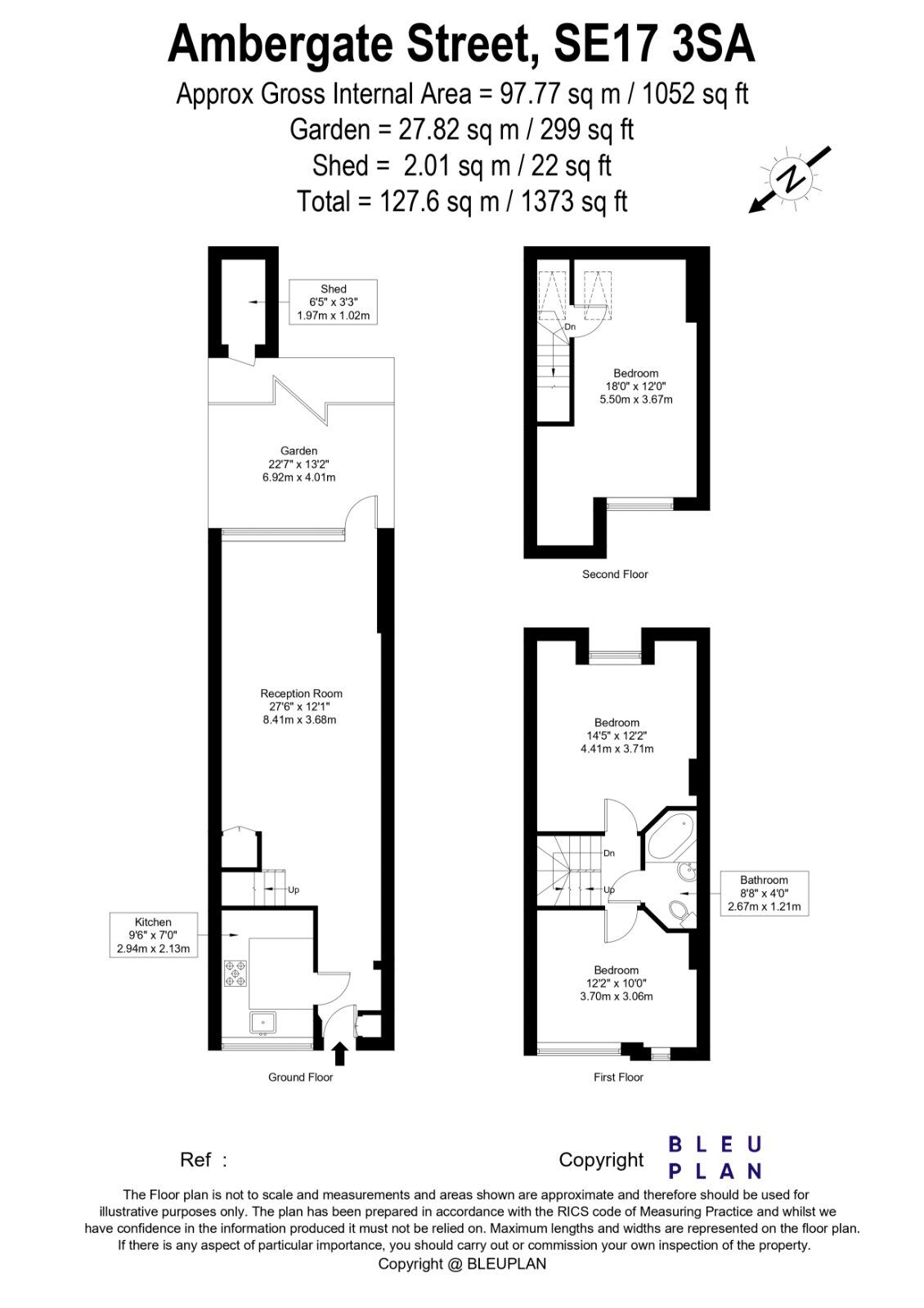 Floorplan of 3 bedroom Mid Terrace House to rent, Ambergate Street, London, SE17