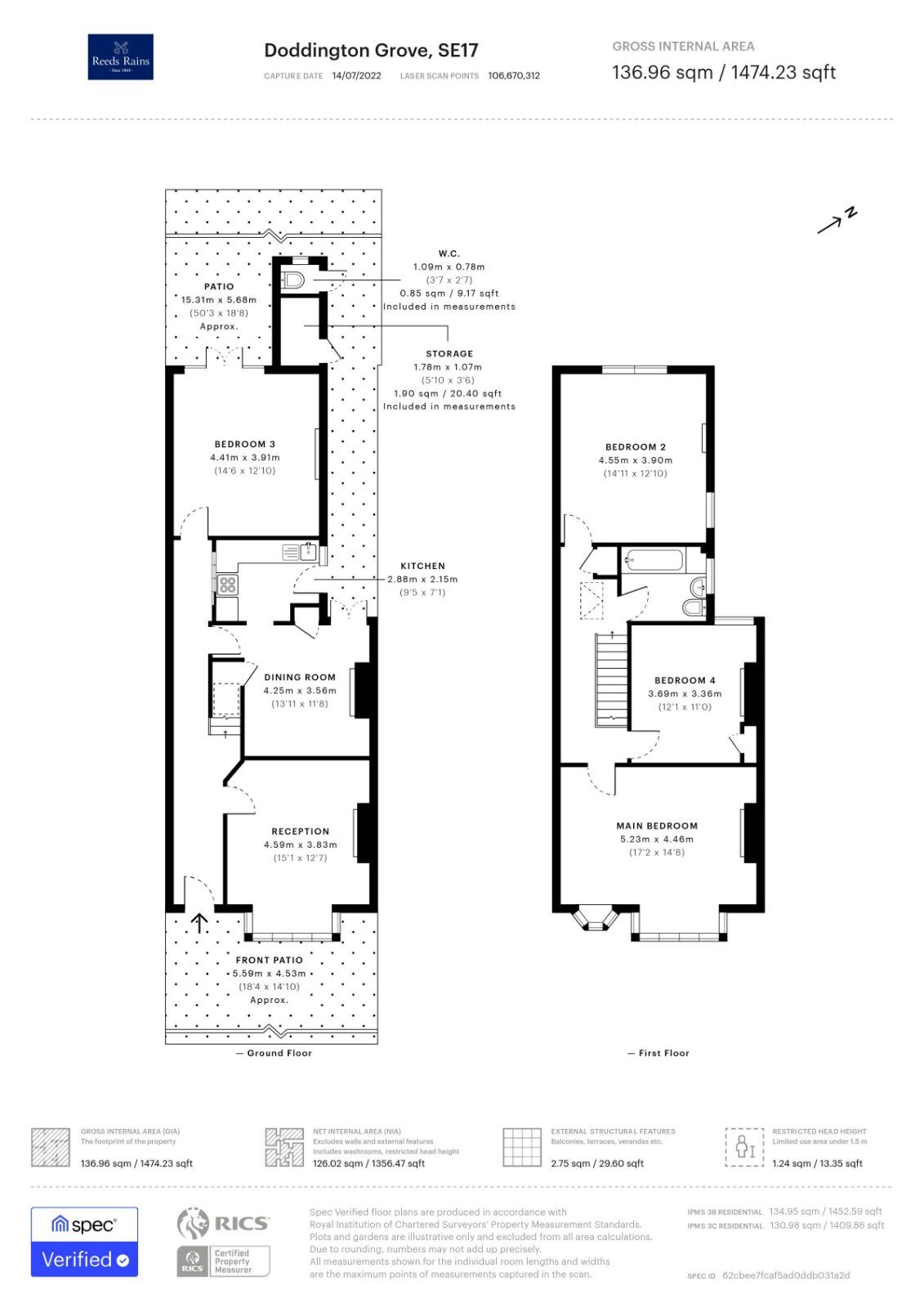 Floorplan of 4 bedroom Mid Terrace House to rent, Doddington Grove, London, SE17