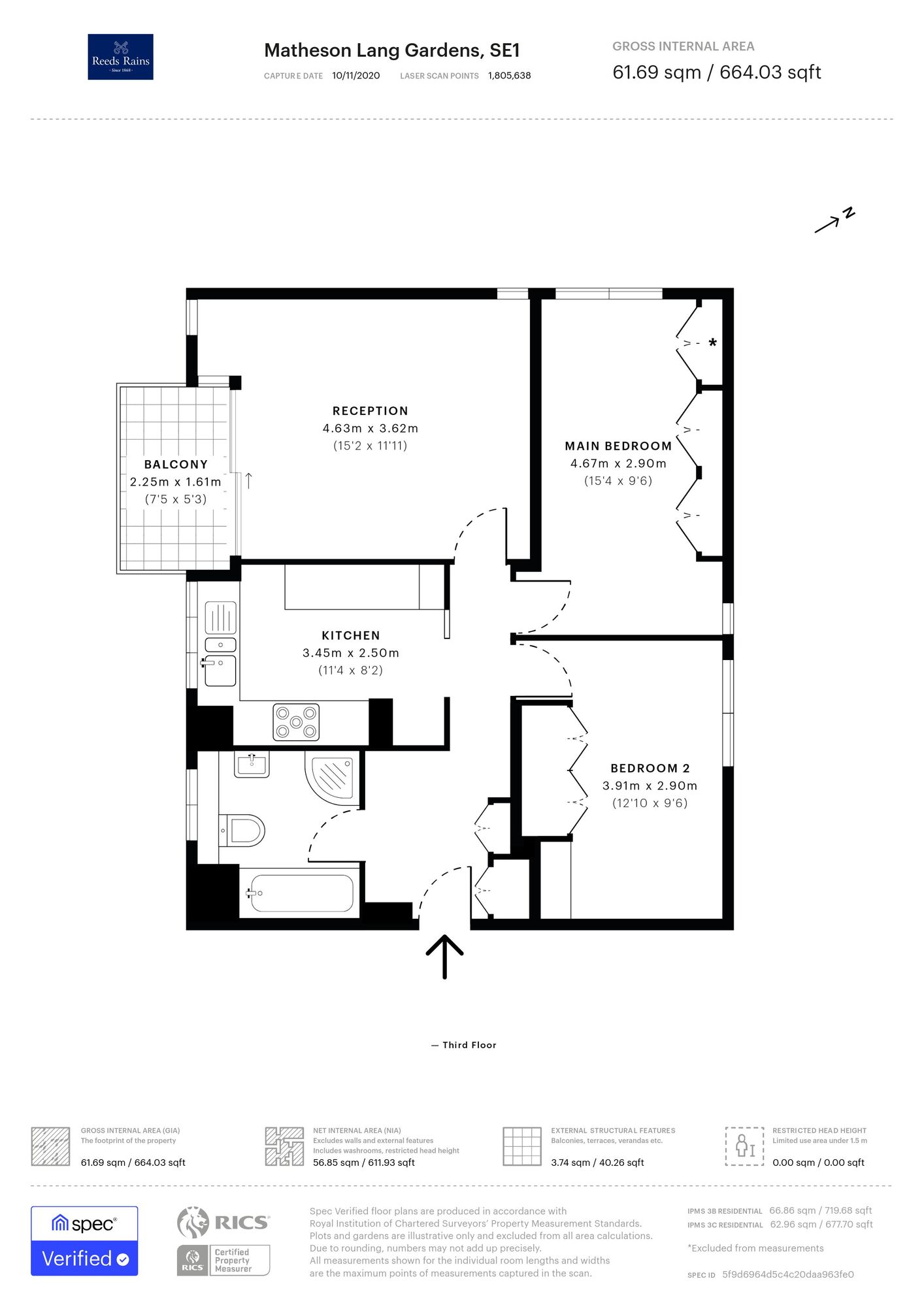 Floorplan of 2 bedroom Flat to rent, Matheson Lang Gardens, Baylis Road, London, SE1