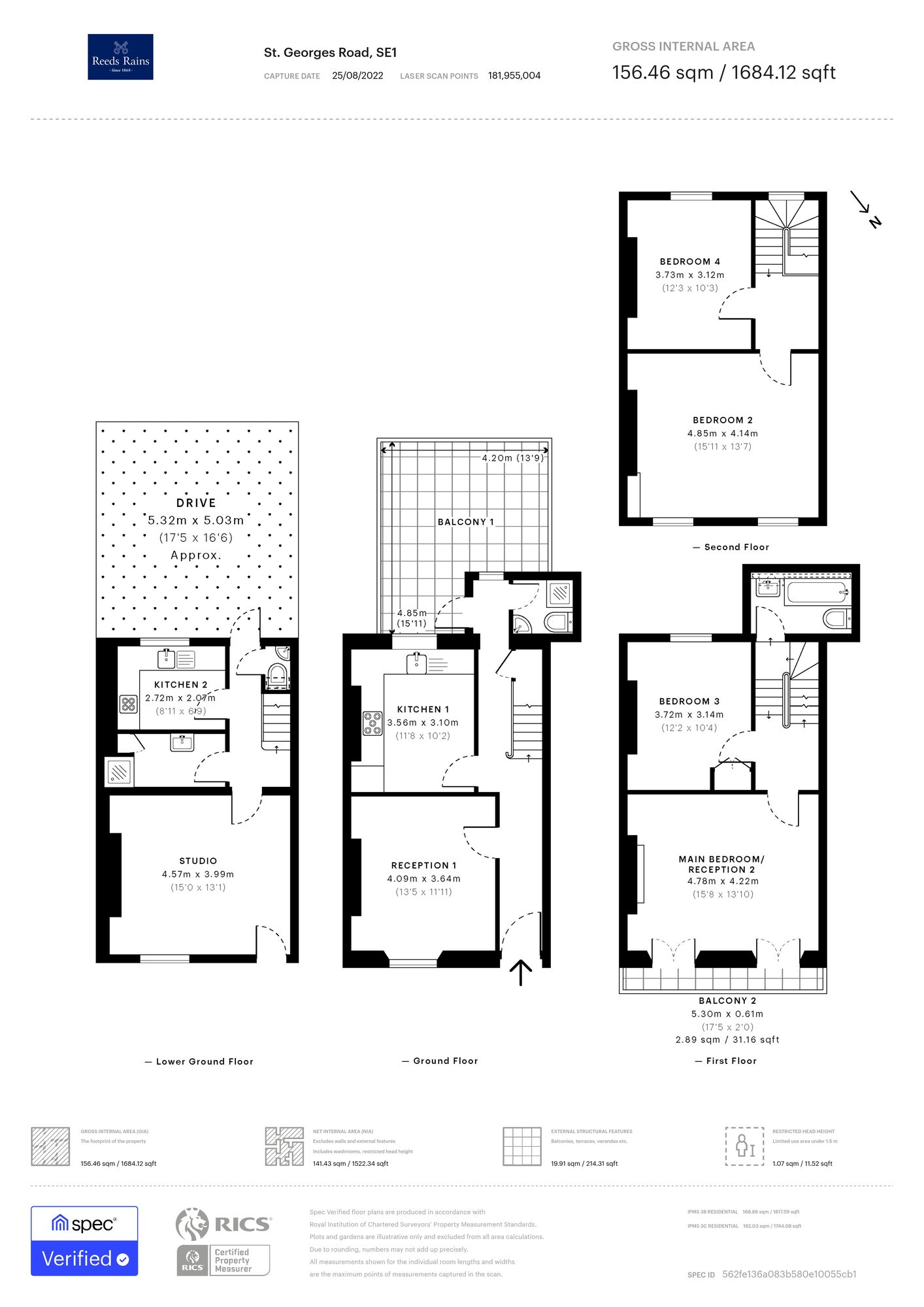 Floorplan of 4 bedroom Mid Terrace House for sale, St. Georges Road, London, SE1