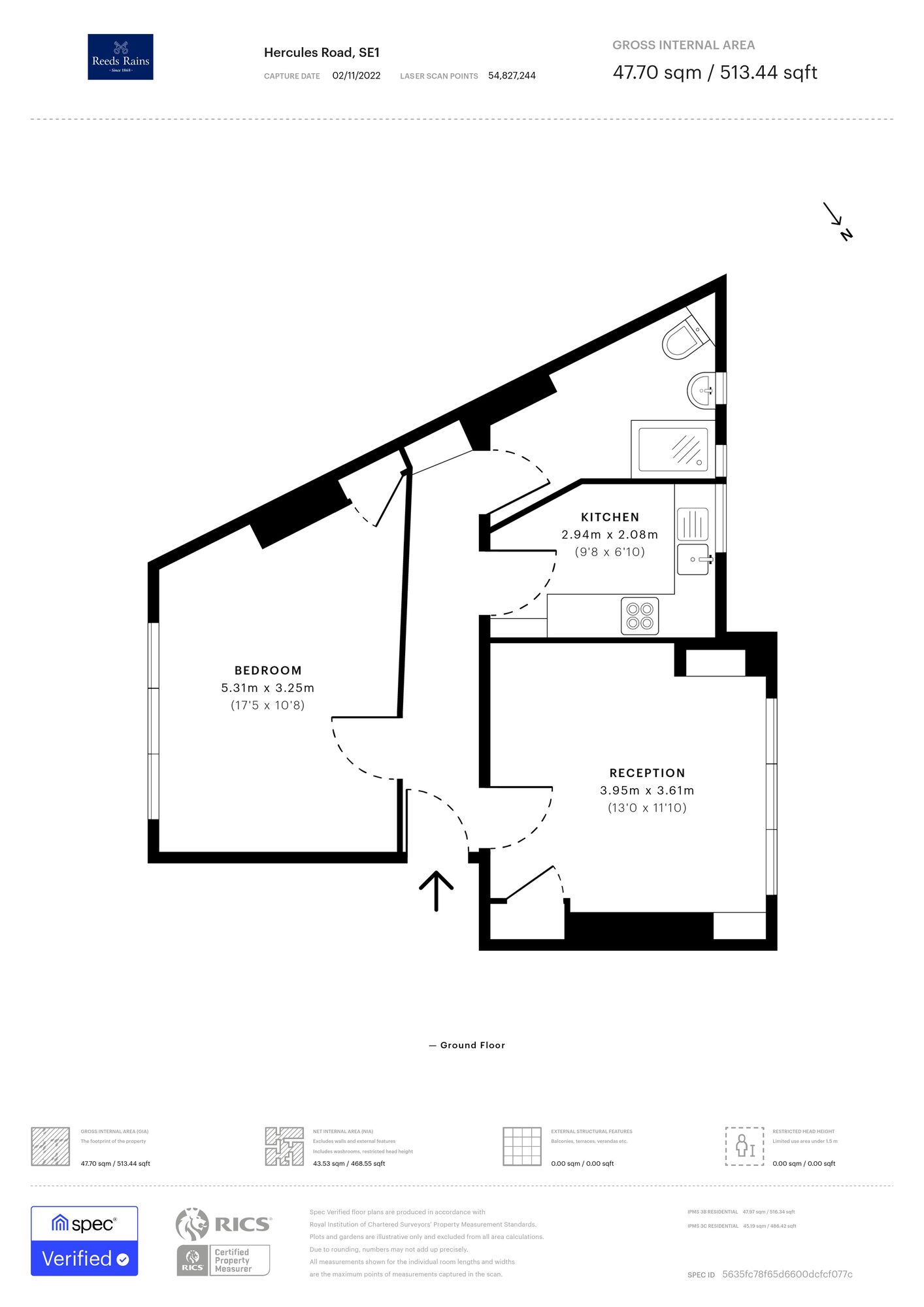 Floorplan of 1 bedroom  Flat to rent, Hercules Road, London, SE1