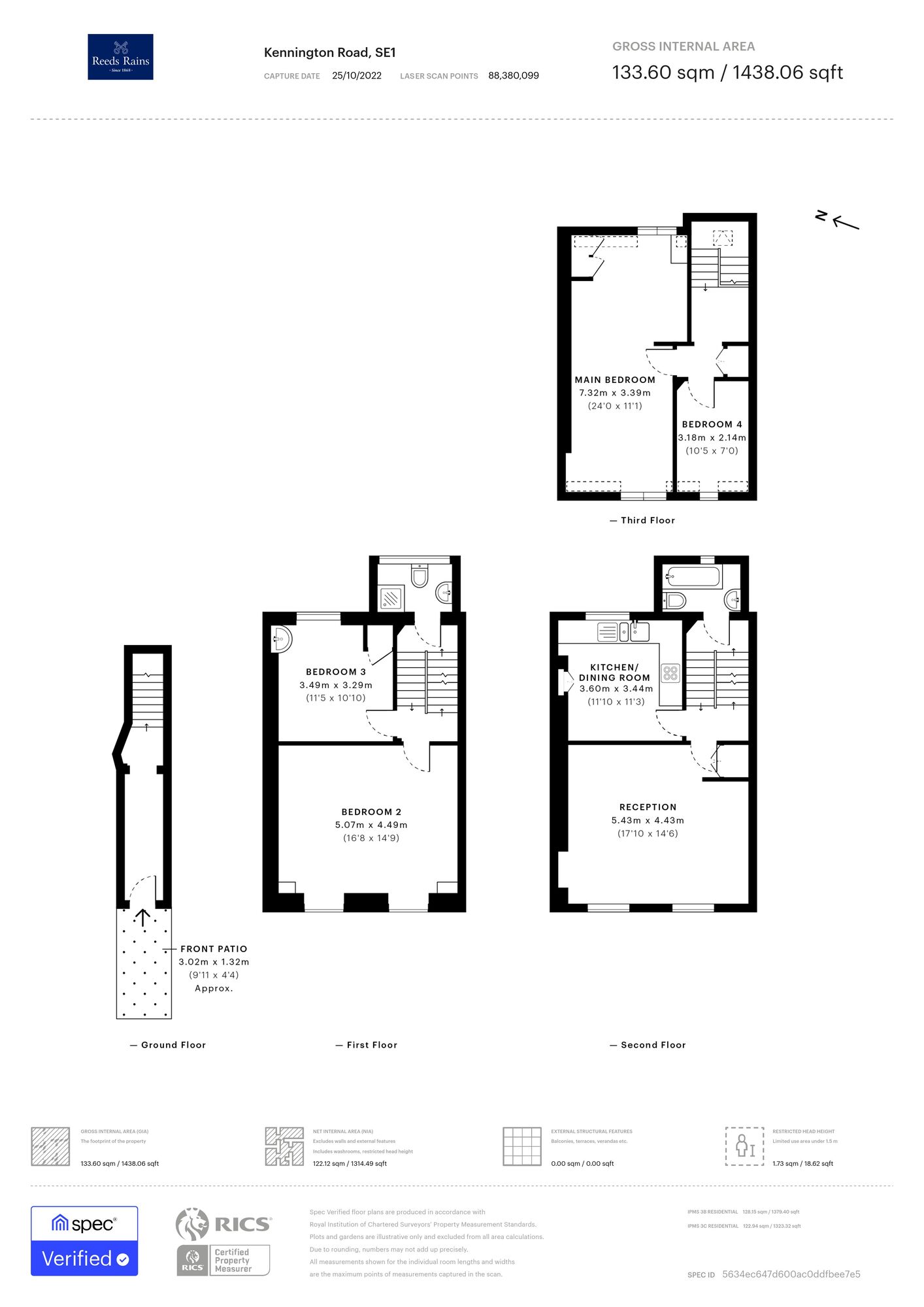 Floorplan of 4 bedroom Mid Terrace Flat to rent, Kennington Road, London, SE1