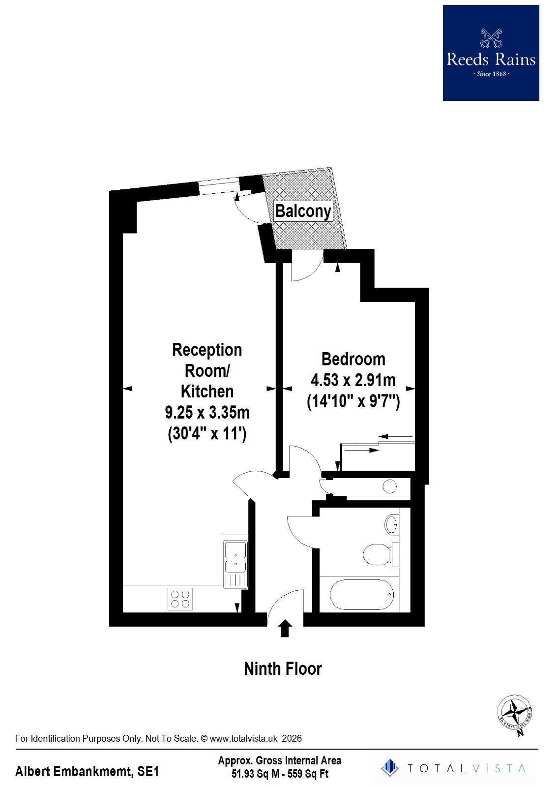 Floorplan of 1 bedroom Flat to rent, Albert Embankment, London, SE1