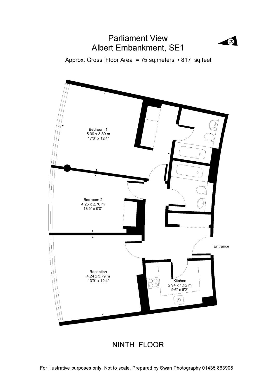Floorplan of 2 bedroom  Flat to rent, Albert Embankment, London, SE1