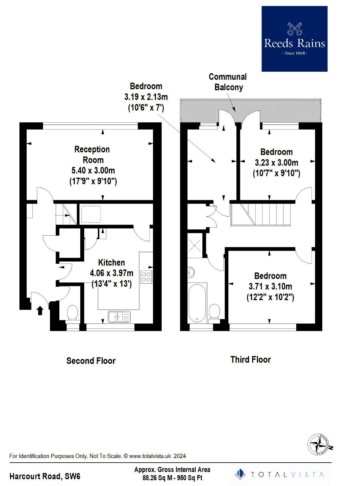 Floorplan of 3 bedroom Flat to rent, Harcourt Road, Wallington, SM6