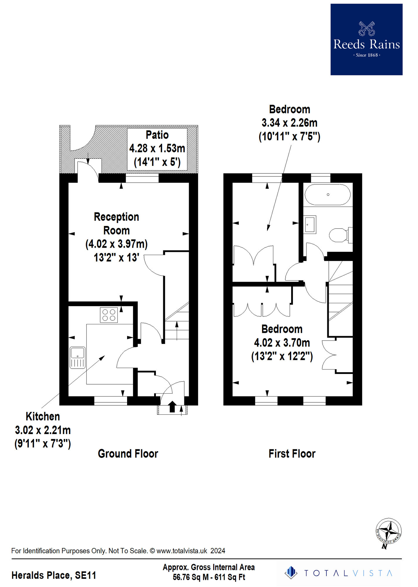 Floorplan of 2 bedroom Mid Terrace House for sale, Heralds Place, London, SE11