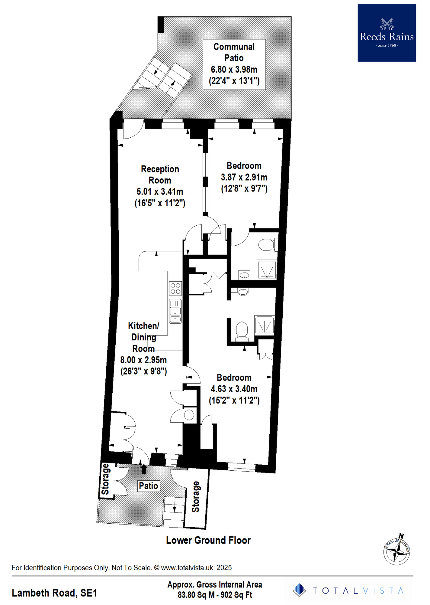 Floorplan of 2 bedroom  Flat for sale, Lambeth Road, London, SE1