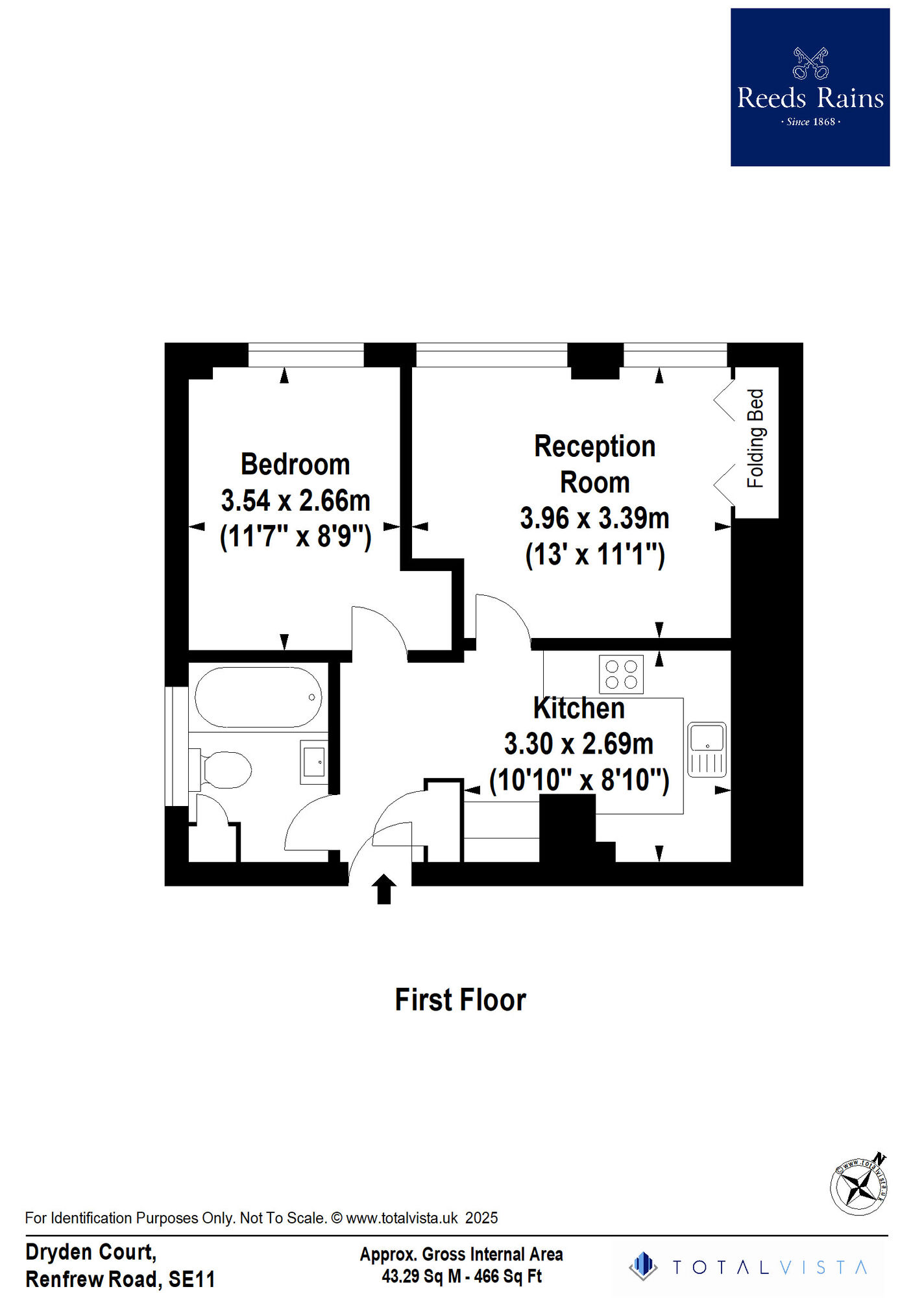 Floorplan of 1 bedroom  Flat for sale, Renfrew Road, London, SE11