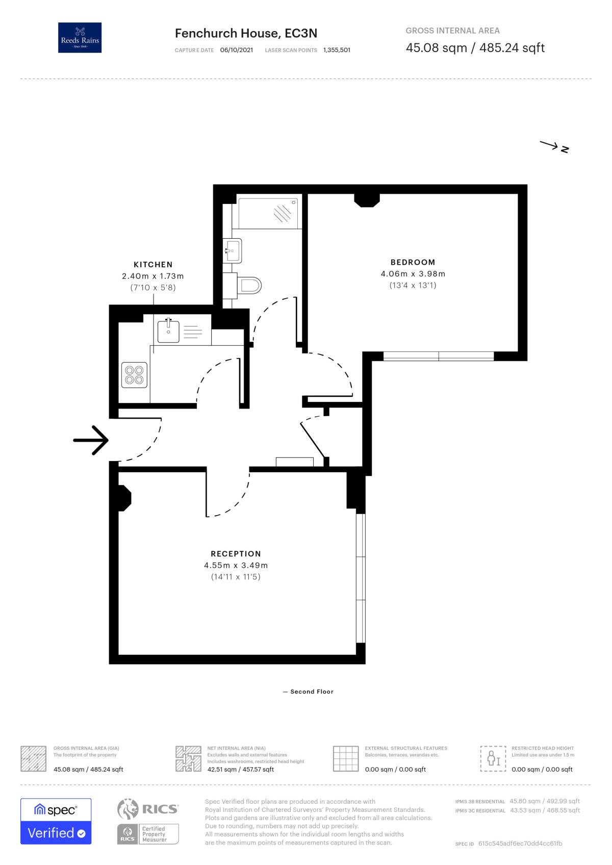 Floorplan of 1 bedroom  Flat for sale, Minories, London, EC3N
