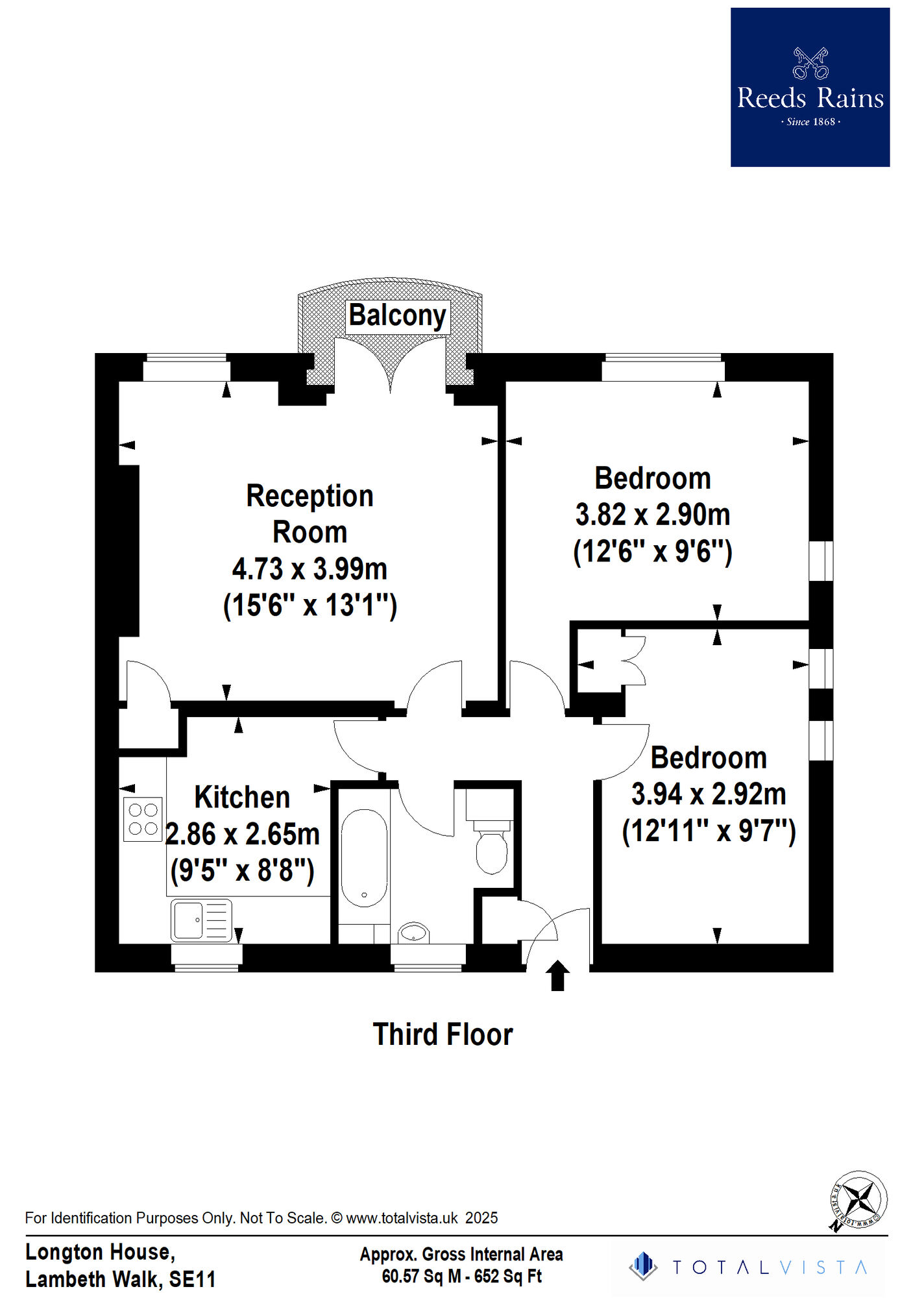 Floorplan of 2 bedroom End Terrace Flat for sale, Lambeth Walk, London, SE11