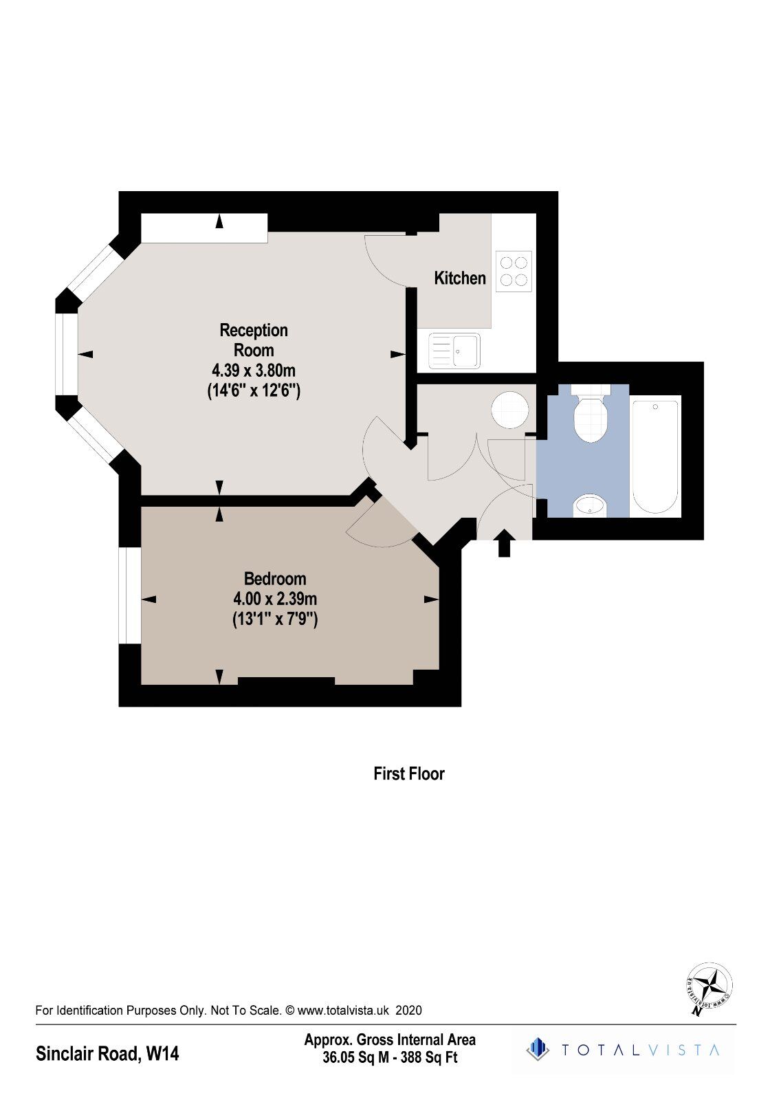 Floorplan of 1 bedroom  Flat to rent, Sinclair Road, London, W14