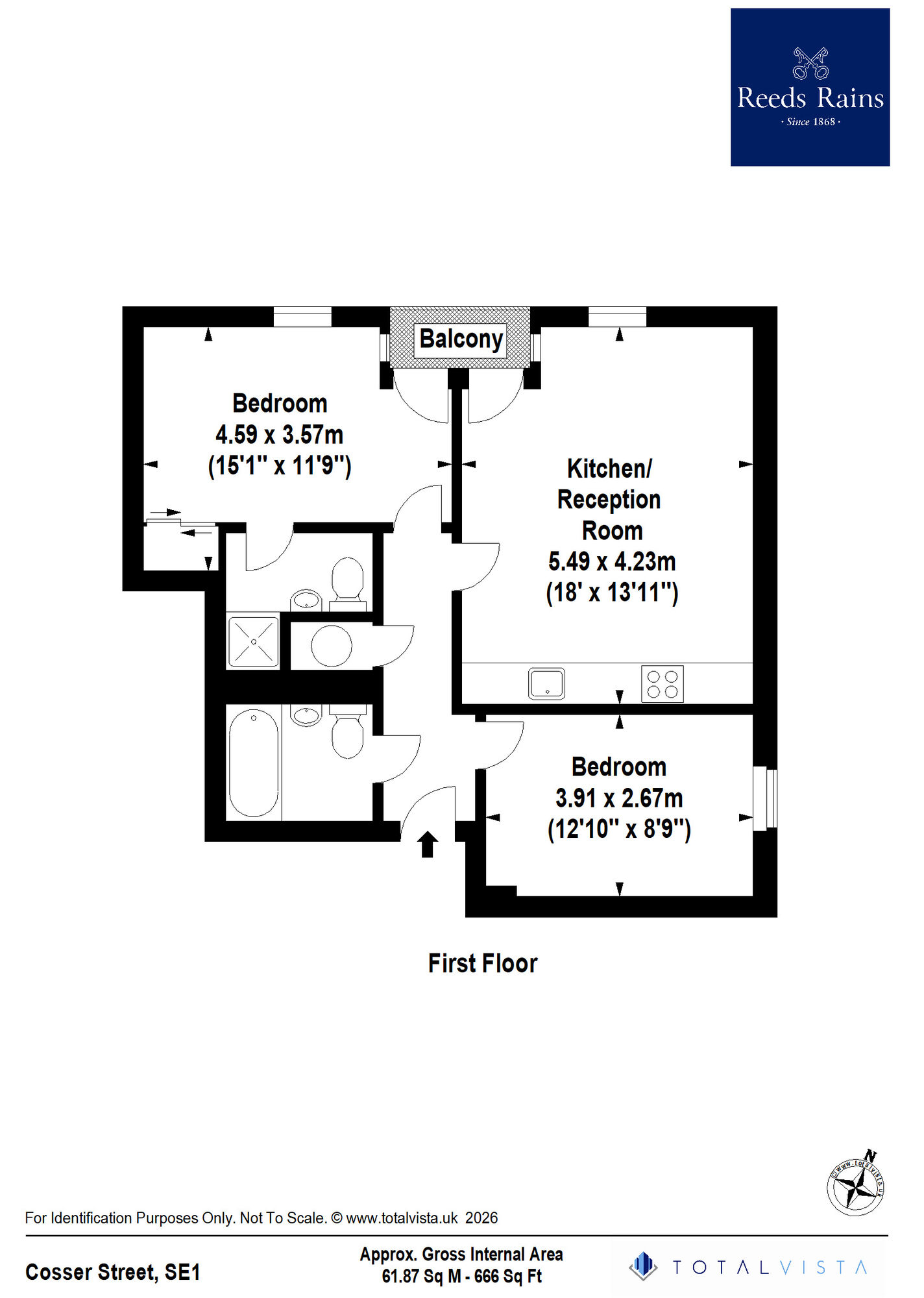 Floorplan of 2 bedroom Flat for sale, Cosser Street, London, SE1