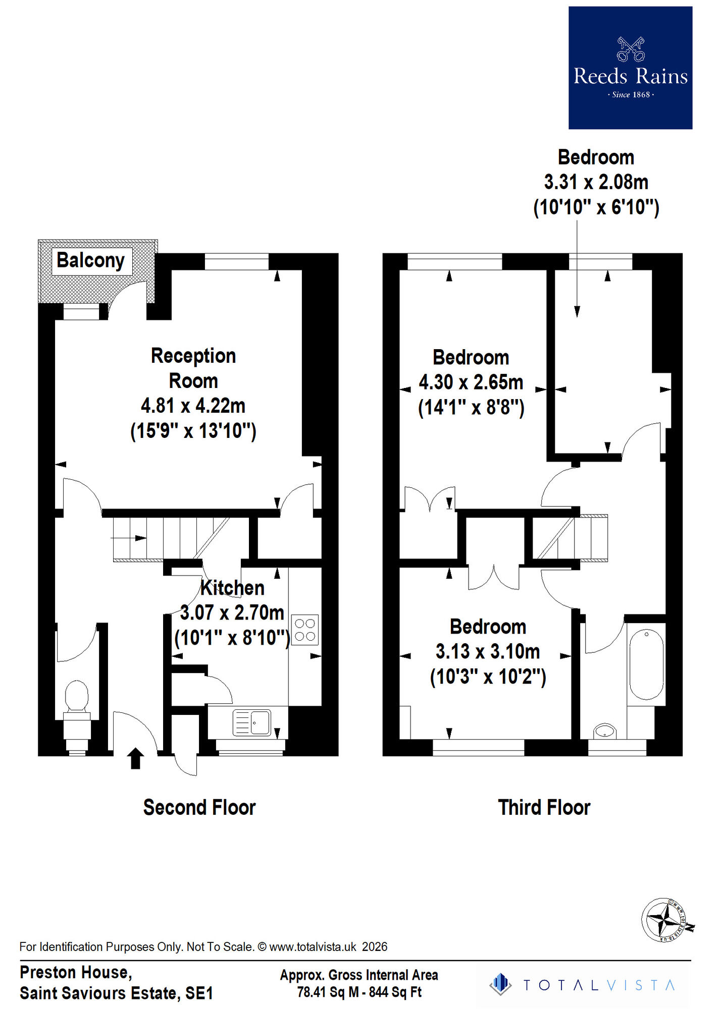 Floorplan of 3 bedroom Flat for sale, St. Saviours Estate, London, SE1