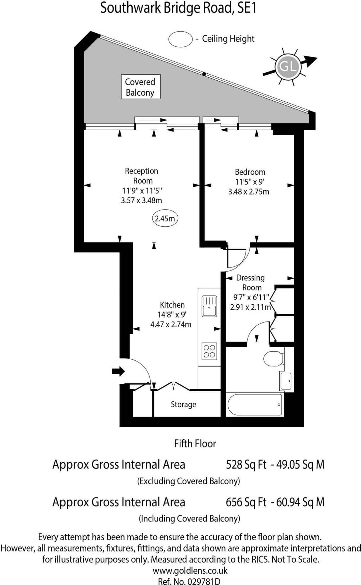 Floorplan of 1 bedroom Flat for sale, Southwark Bridge Road, London, SE1