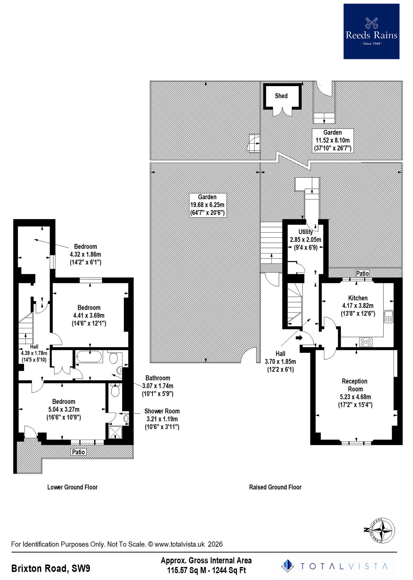 Floorplan of 3 bedroom End Terrace Flat for sale, Brixton Road, London, SW9