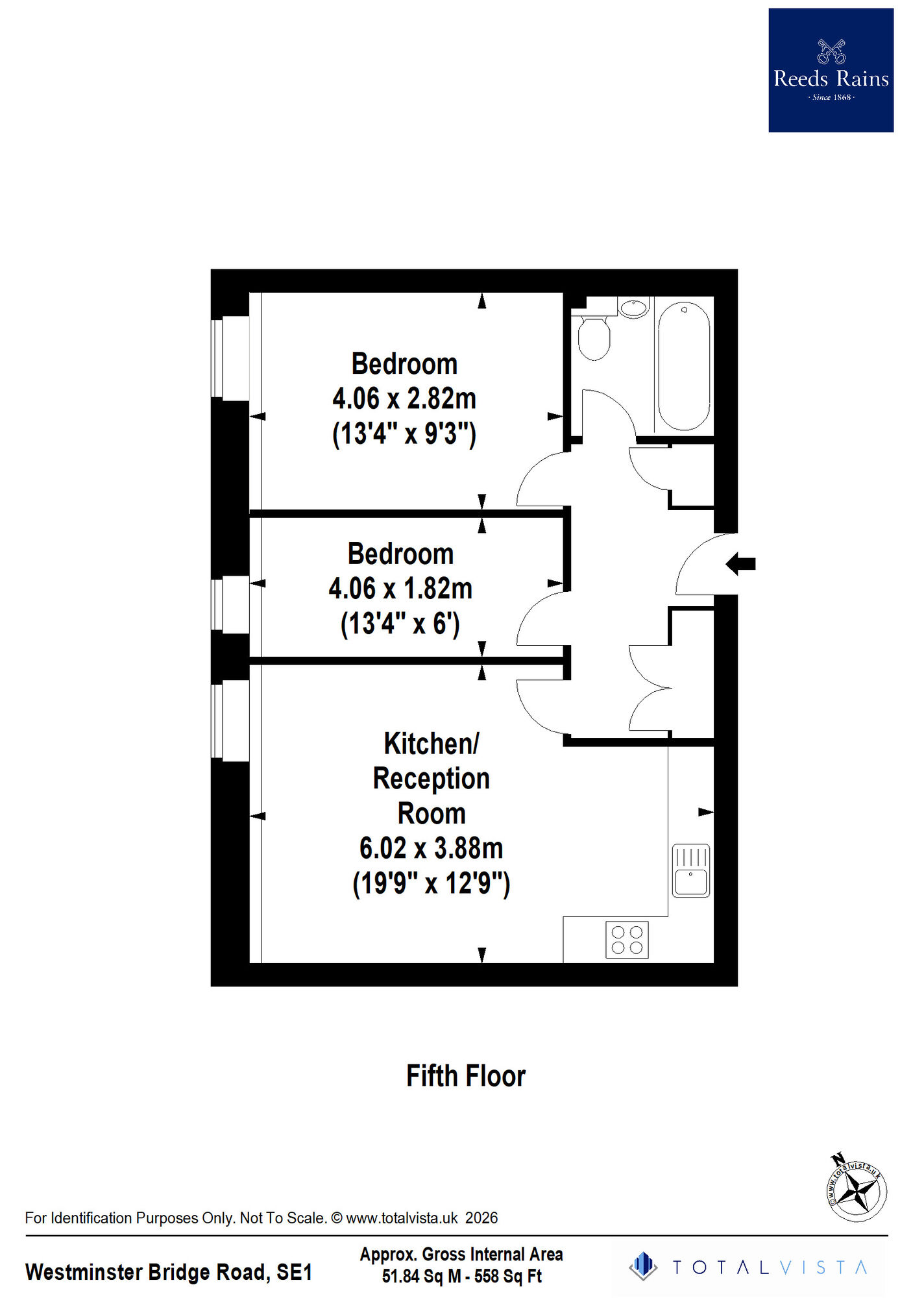 Floorplan of 2 bedroom Flat for sale, Westminster Bridge Road, London, SE1