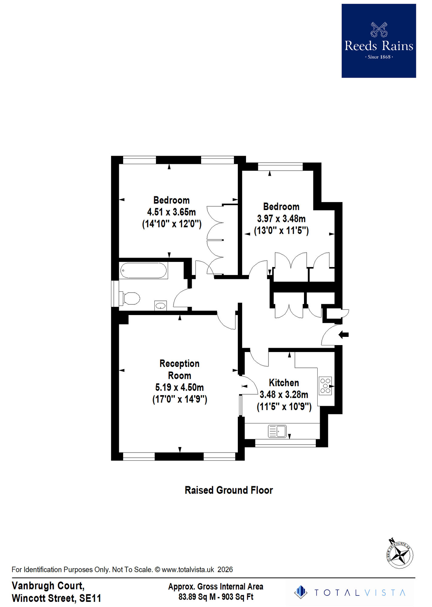 Floorplan of 2 bedroom Flat for sale, Wincott Street, London, SE11