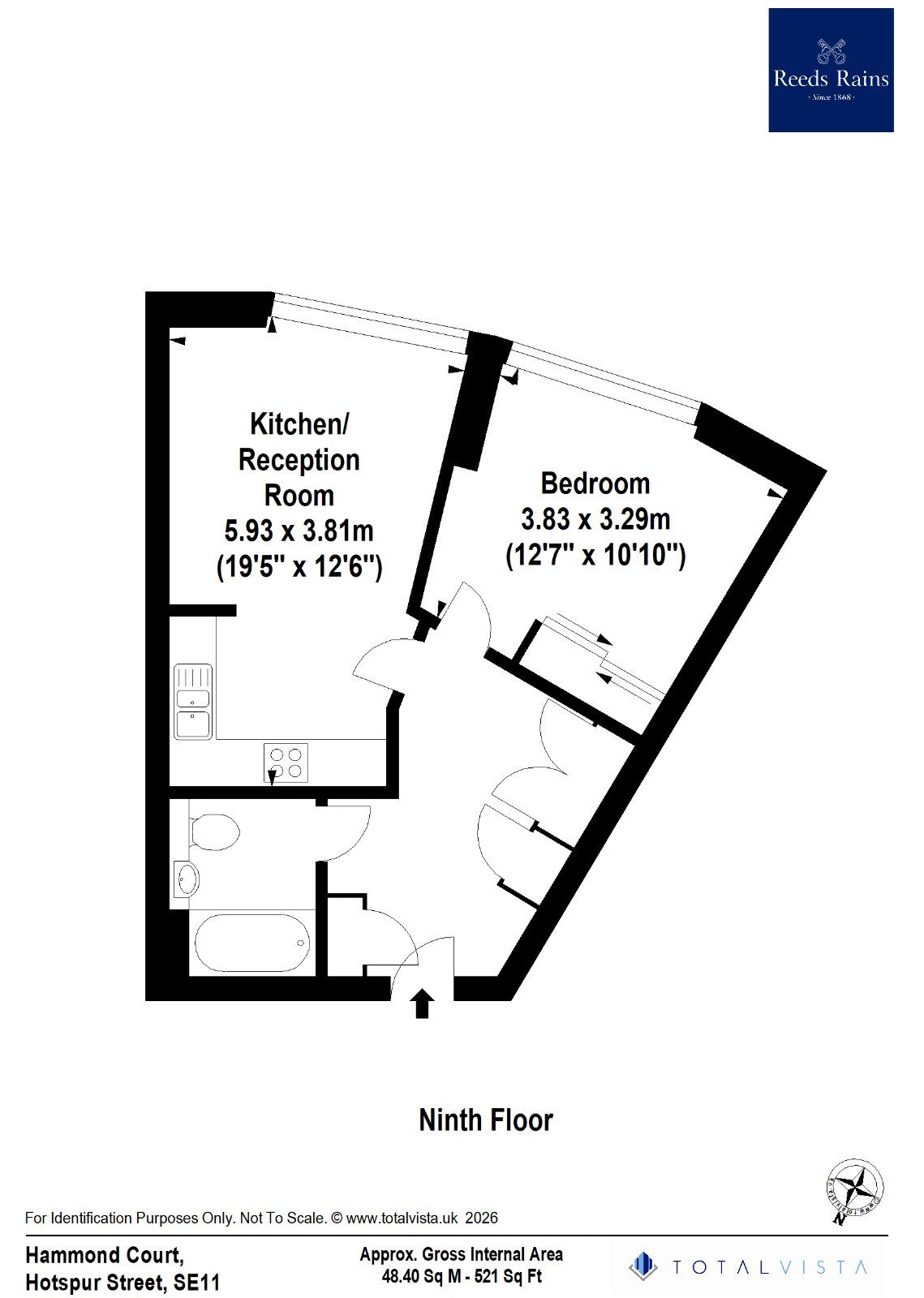 Floorplan of 1 bedroom Flat to rent, Hotspur Street, London, SE11