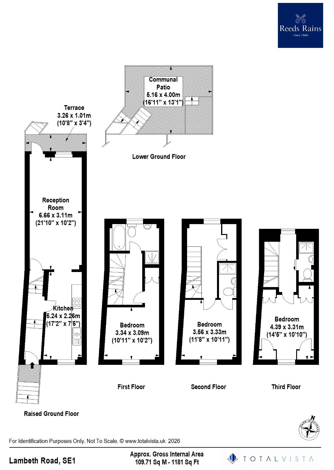 Floorplan of 3 bedroom End Terrace Flat to rent, Lambeth Road, London, SE1