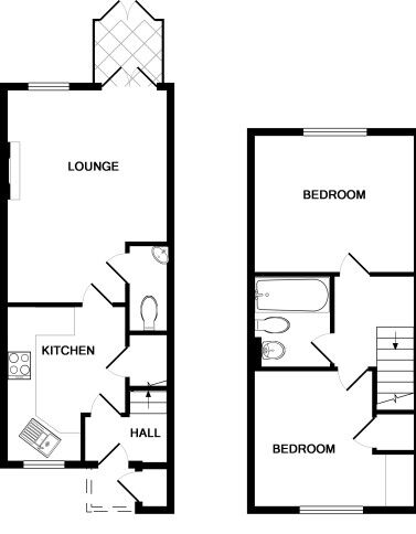 Floorplan of 2 bedroom Mid Terrace House to rent, Harger Mews, Kenilworth, Warwickshire, CV8