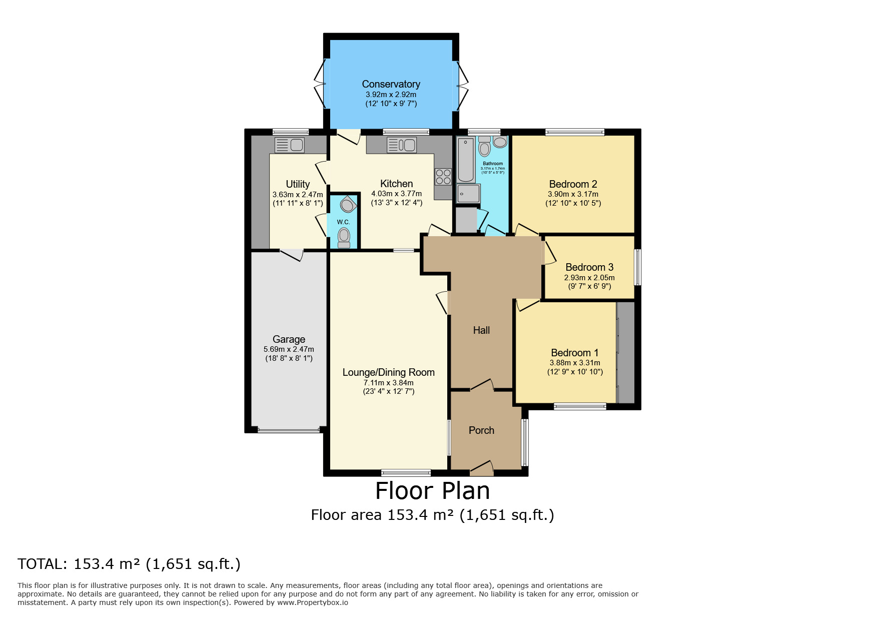 Floorplan of 3 bedroom Detached Bungalow for sale, Newfield Avenue, Warwickshire, CV8