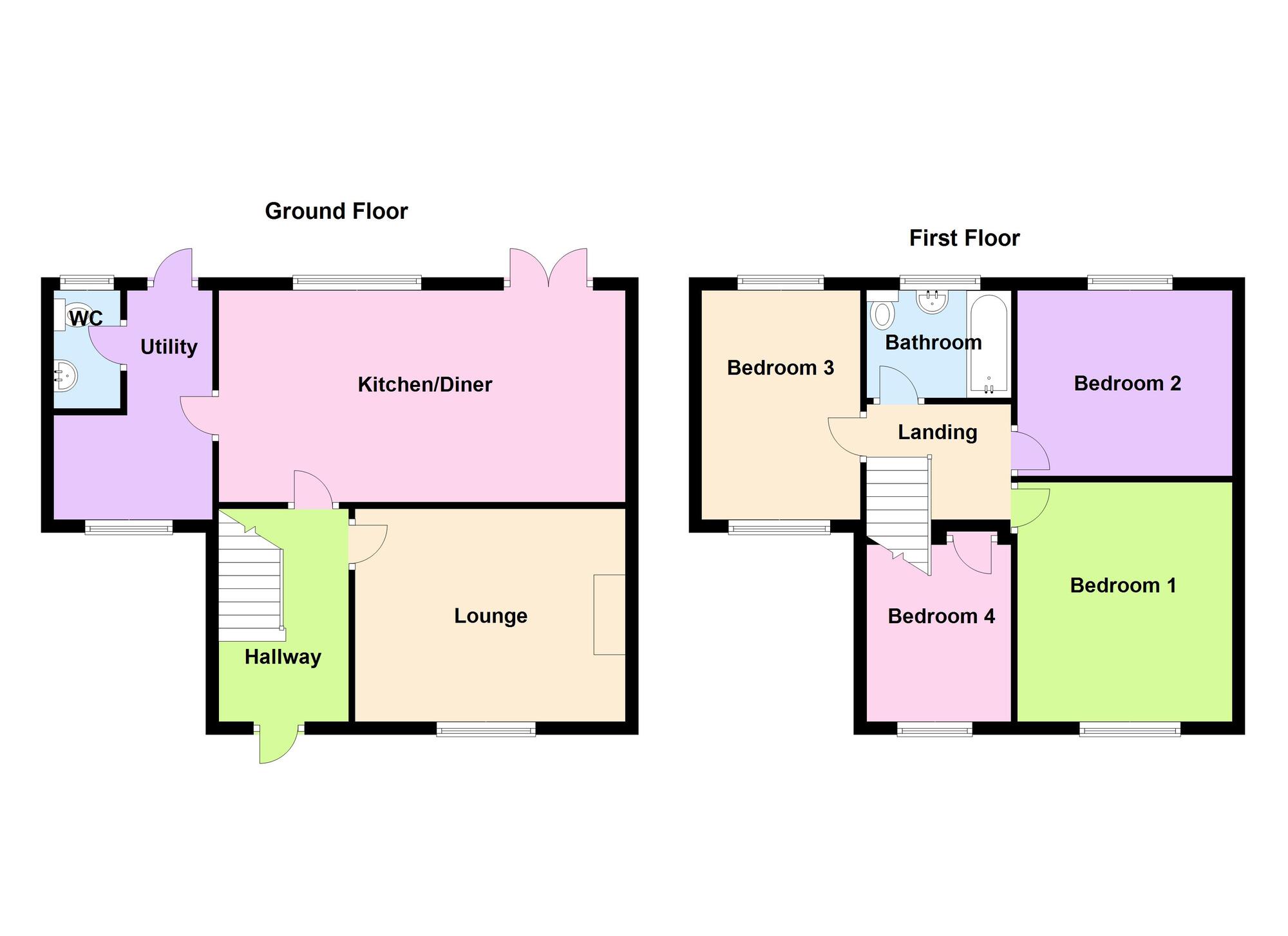Floorplan of 4 bedroom Semi Detached House for sale, Coalpit Fields Road, Warwickshire, CV12
