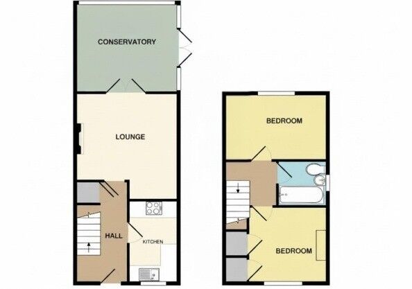Floorplan of 2 bedroom Semi Detached House for sale, Laburnum Close, Bedworth, Warwickshire, CV12