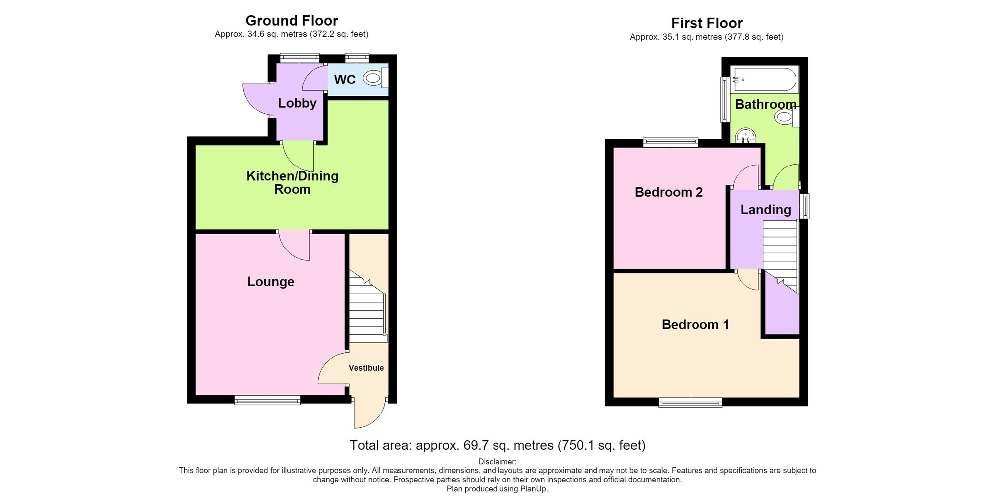 Floorplan of 2 bedroom Semi Detached House for sale, Shakespeare Avenue, Bedworth, Warwickshire, CV12