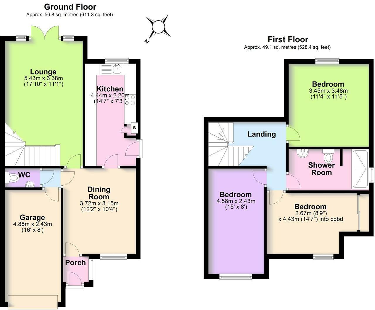 Floorplan of 3 bedroom Mid Terrace House for sale, Harger Court, Kenilworth, Warwickshire, CV8