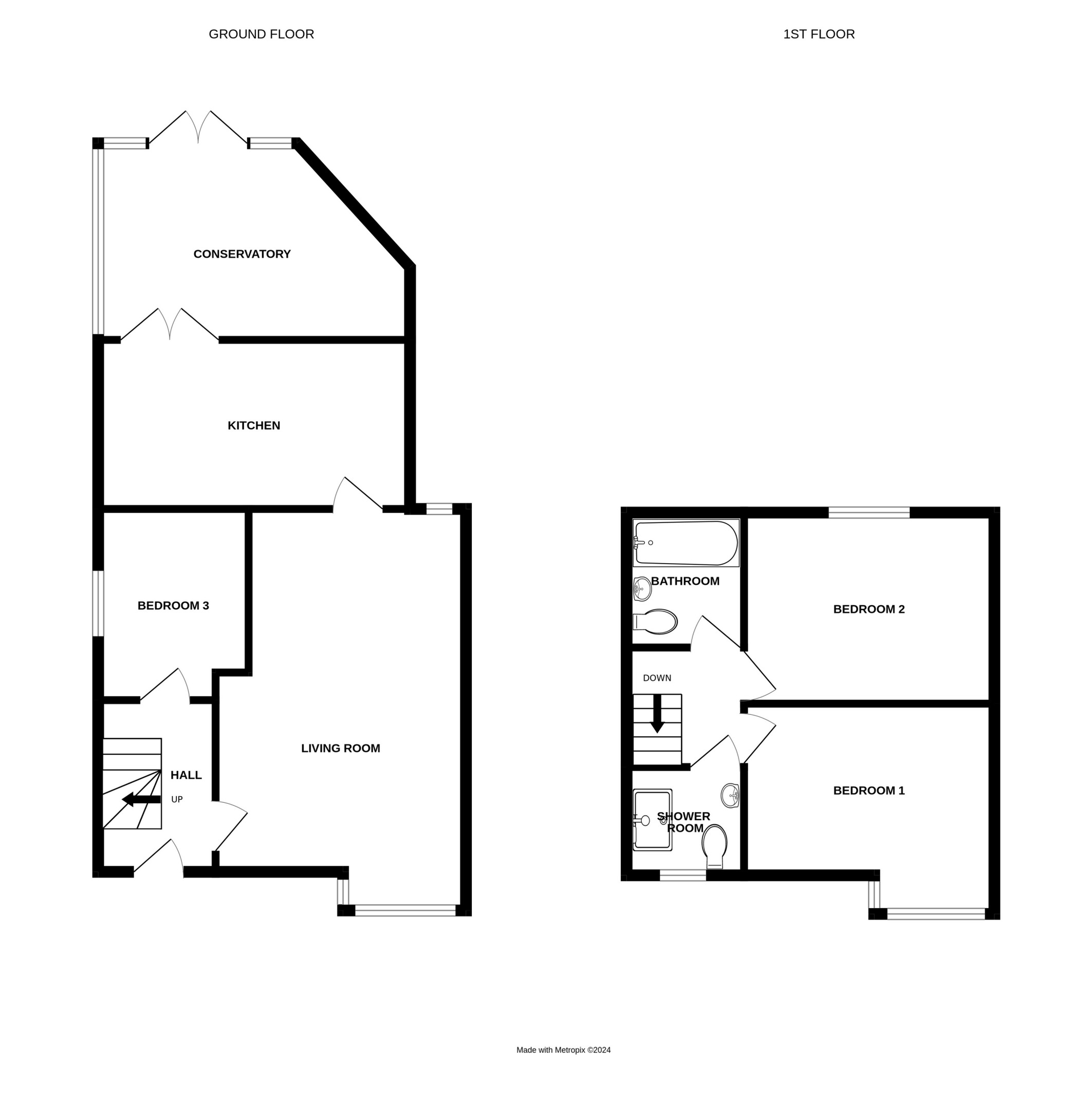 Floorplan of 3 bedroom Semi Detached House for sale, Whitemoor Road, Kenilworth, Warwickshire, CV8